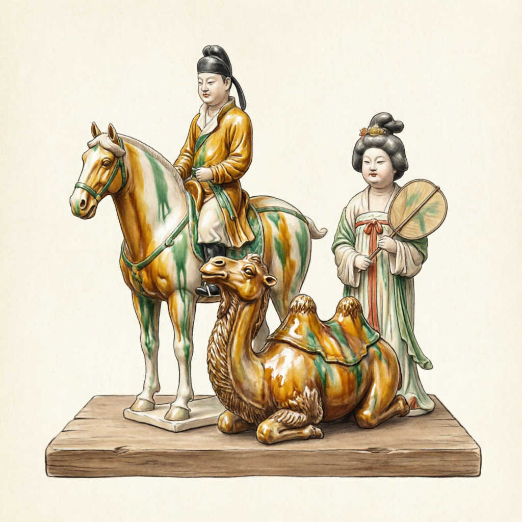Tri-color glazed pottery of the Tang Dynasty