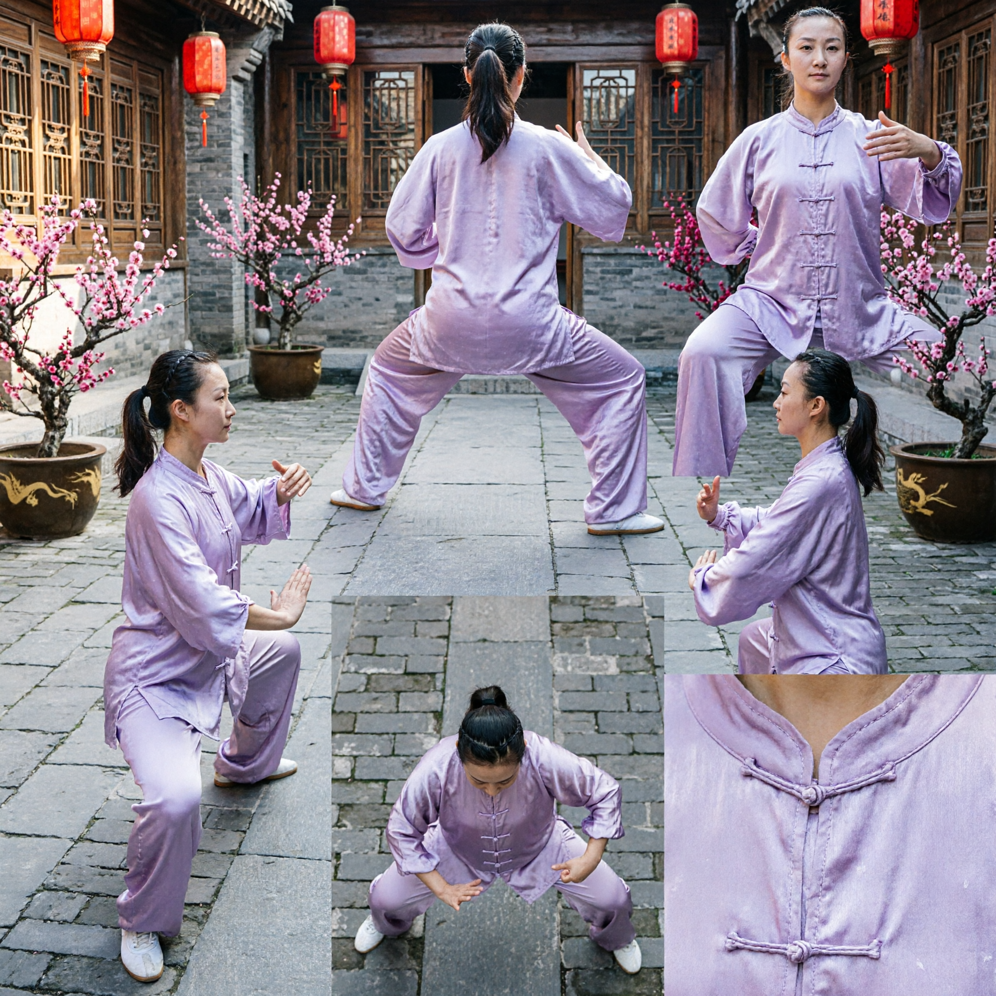 Women's Traditional Chinese Tai Chi Uniform Kung Fu Martial Arts Clothing Lavender Cotton Linen Suit
