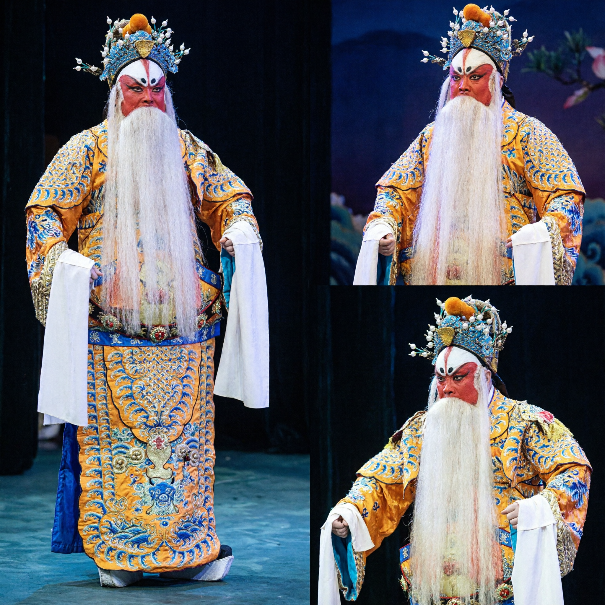 Traditional Chinese Peking Opera Costume Yellow Dragon Embroidery Robe for General Role Male Stage Performance