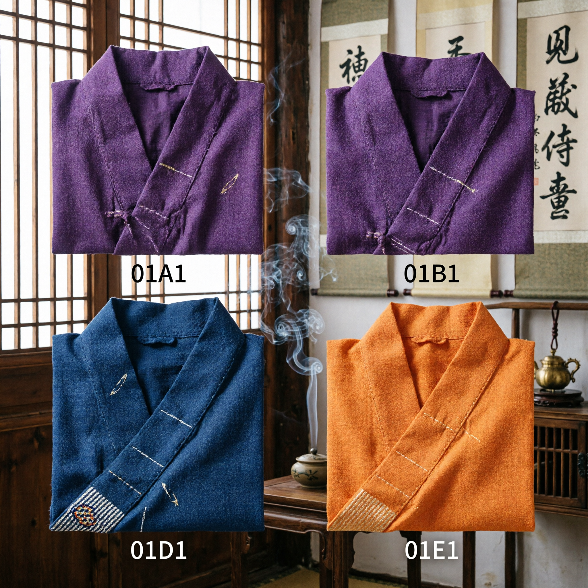 Traditional Japanese Buddhist Monk Robe Samue Top for Zen Meditation Martial Arts Unisex Cotton Work Wear