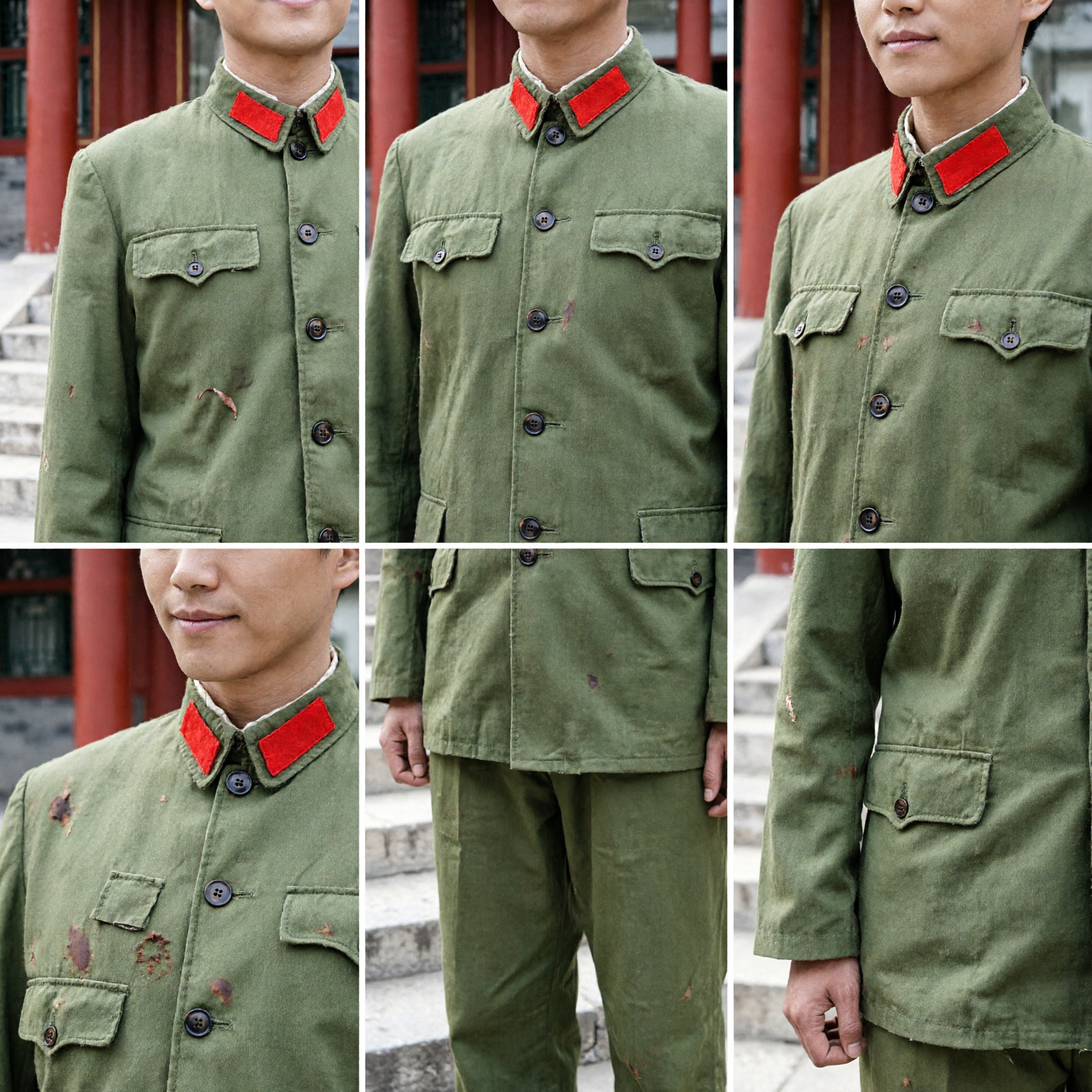 Traditional Chinese PLA Type 65 Military Uniform Costume Olive Green Army Suit for Men and Women Stage Performance
