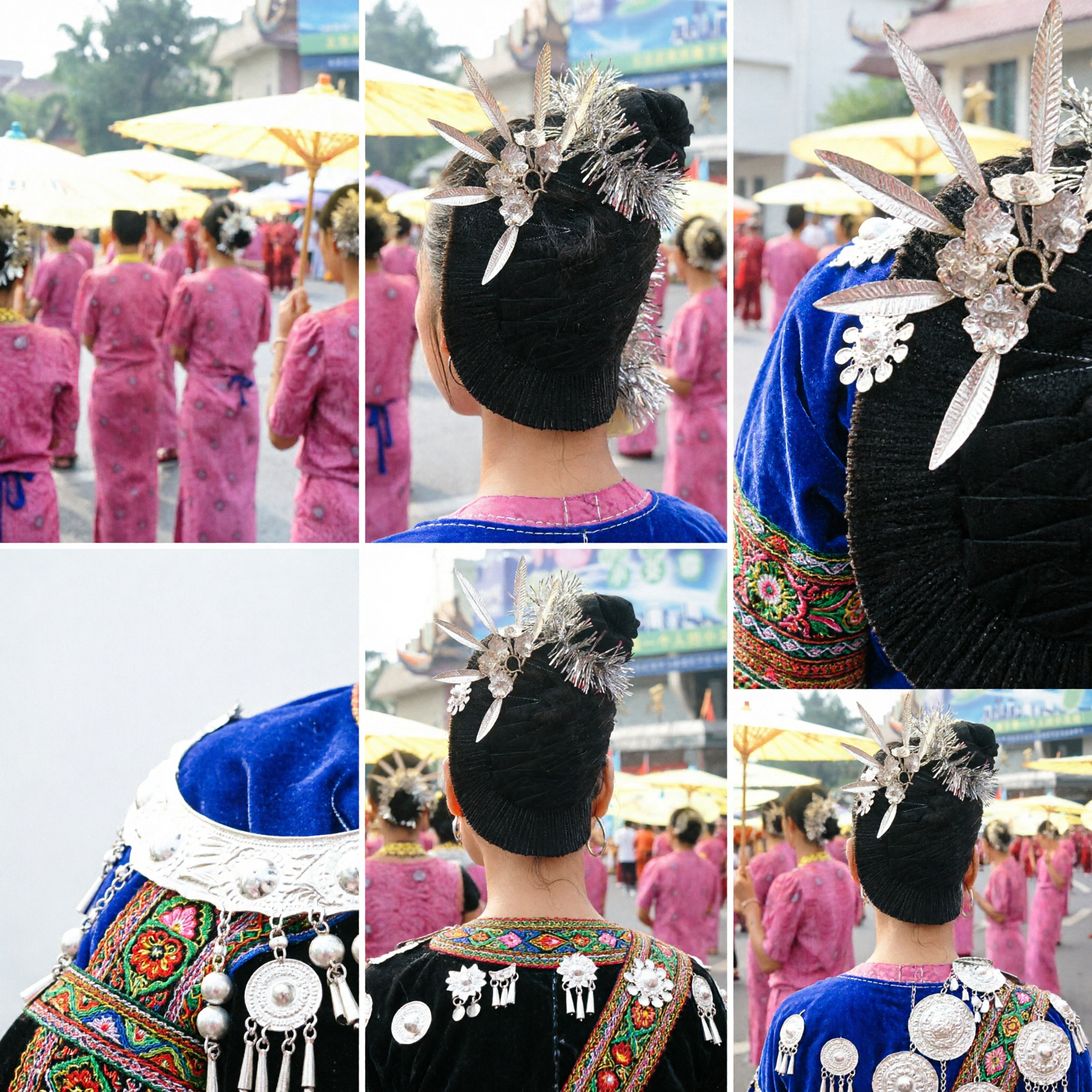 Chinese Traditional Folk Dance Hair Accessory Gold Silver Feather Bun Headpiece for Women Performance