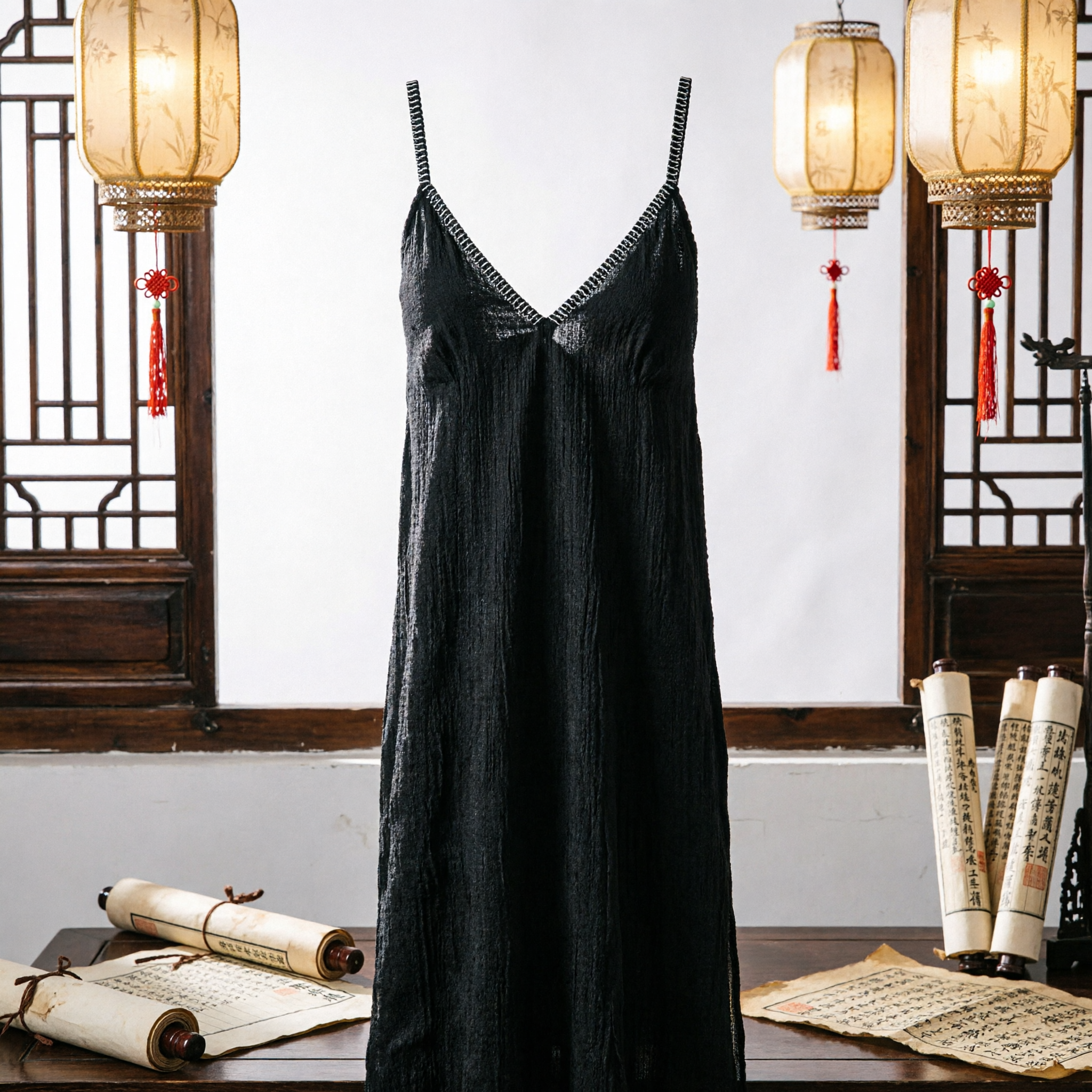 Long Black Traditional Chinese Hair Extension Piece with Hooks for Hanfu Ancient Costume Cosplay and Opera