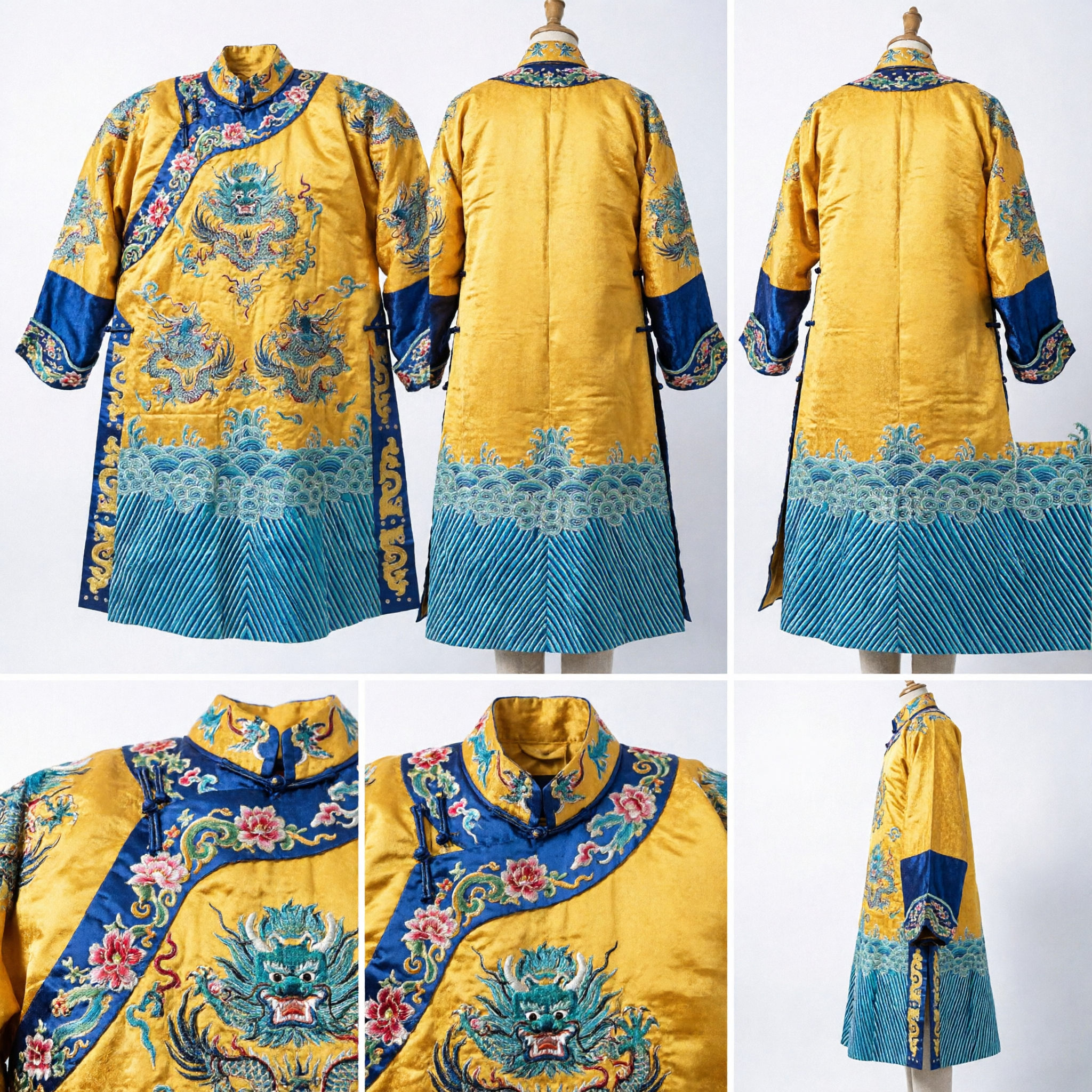 Traditional Chinese Yellow Dragon Robe Peking Opera Costume Ancient Stage Performance Clothing for Men