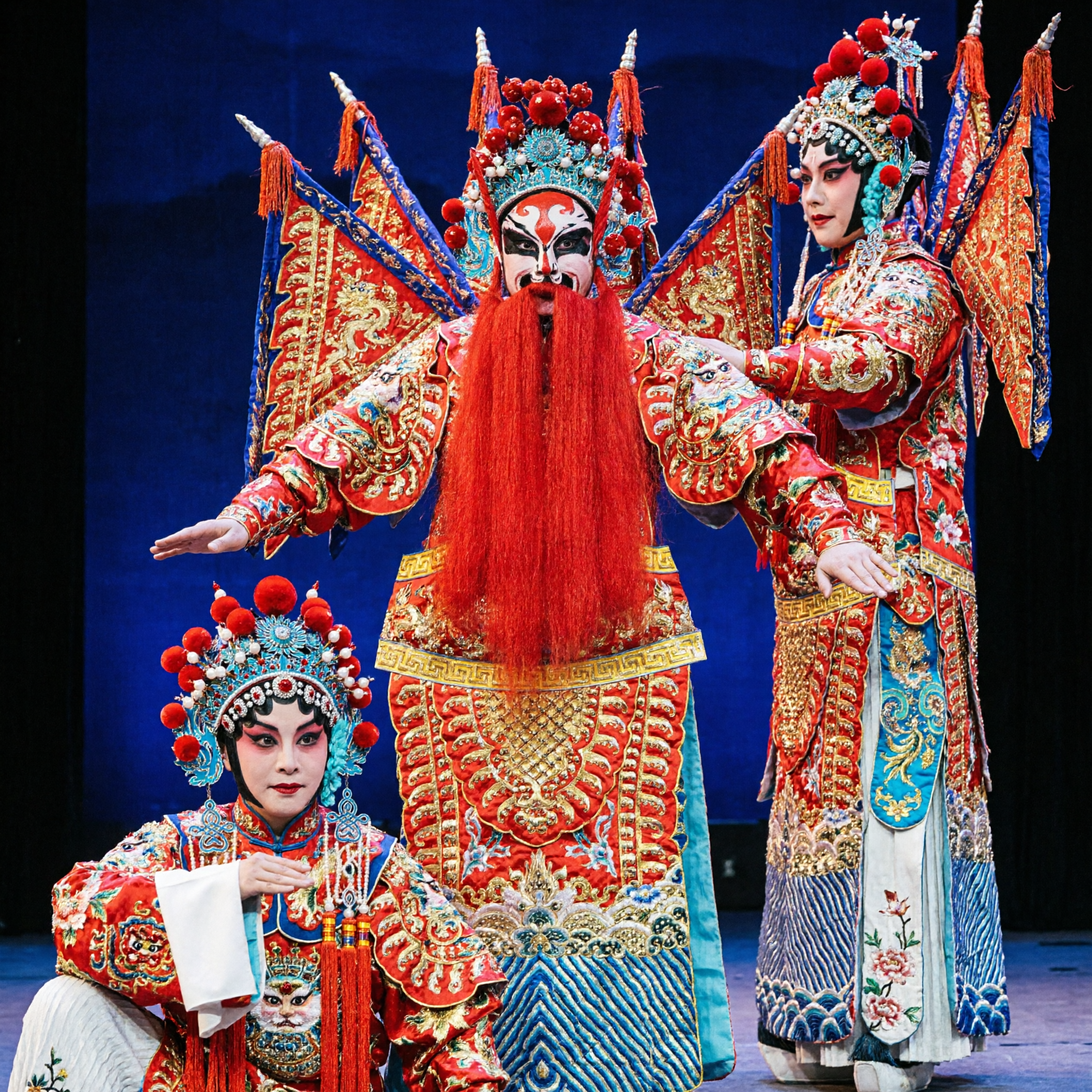 Professional Sichuan Opera Face Changing Costume Traditional Chinese Bian Lian Robe with Headdress for Men's Stage Performance