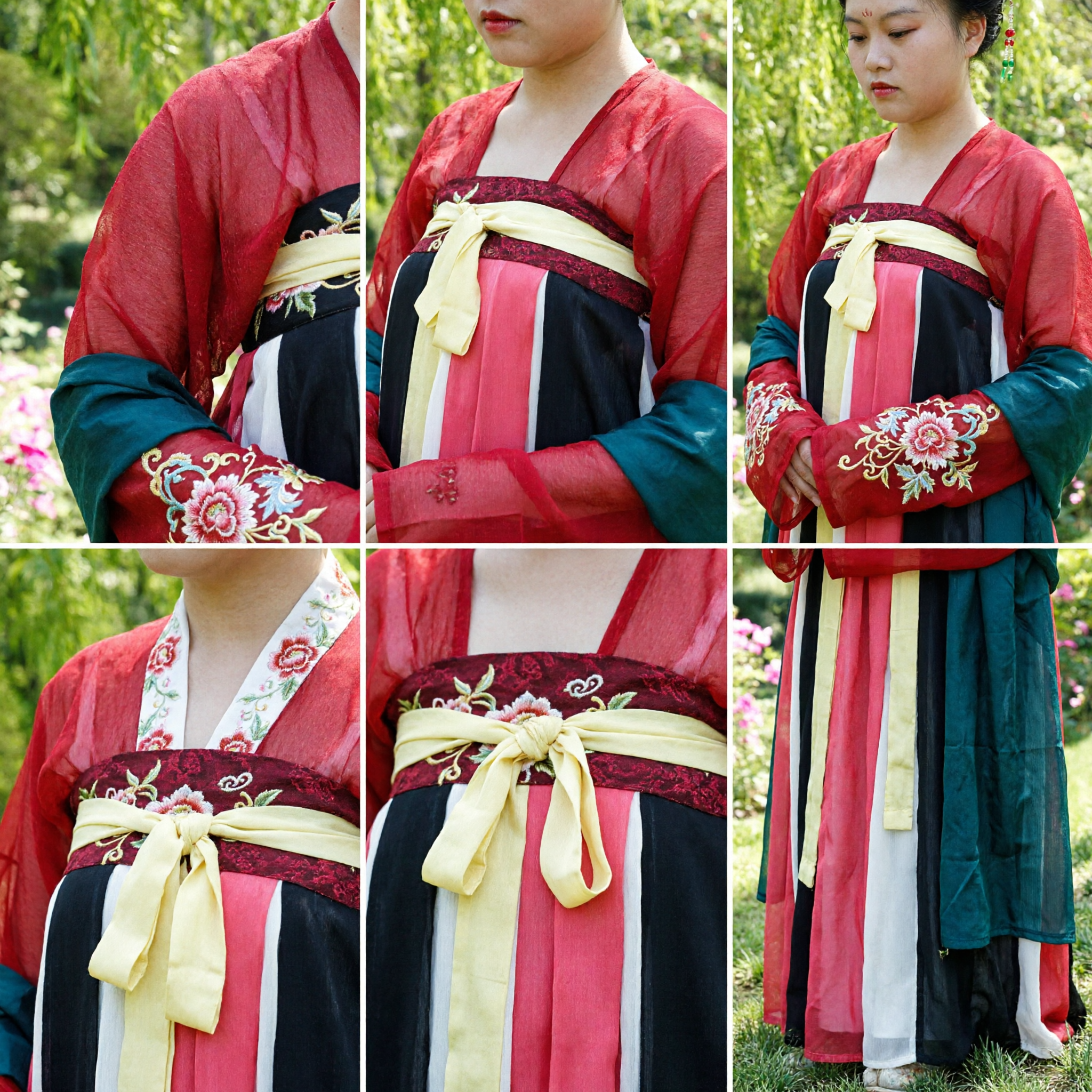 Women's Tang Dynasty Hanfu Costume Traditional Chinese Ancient Palace Dress Red Green Outfit for Photography