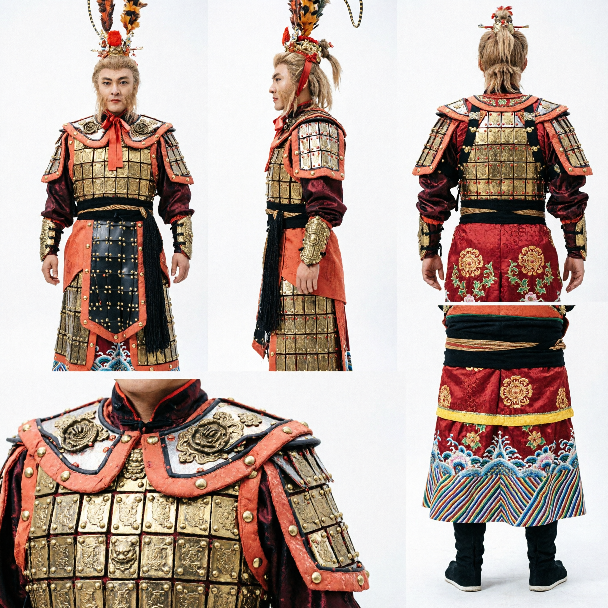 Traditional Chinese Monkey King Sun Wukong Warrior Armor Costume for Men Cosplay Performance and Cultural Festivals