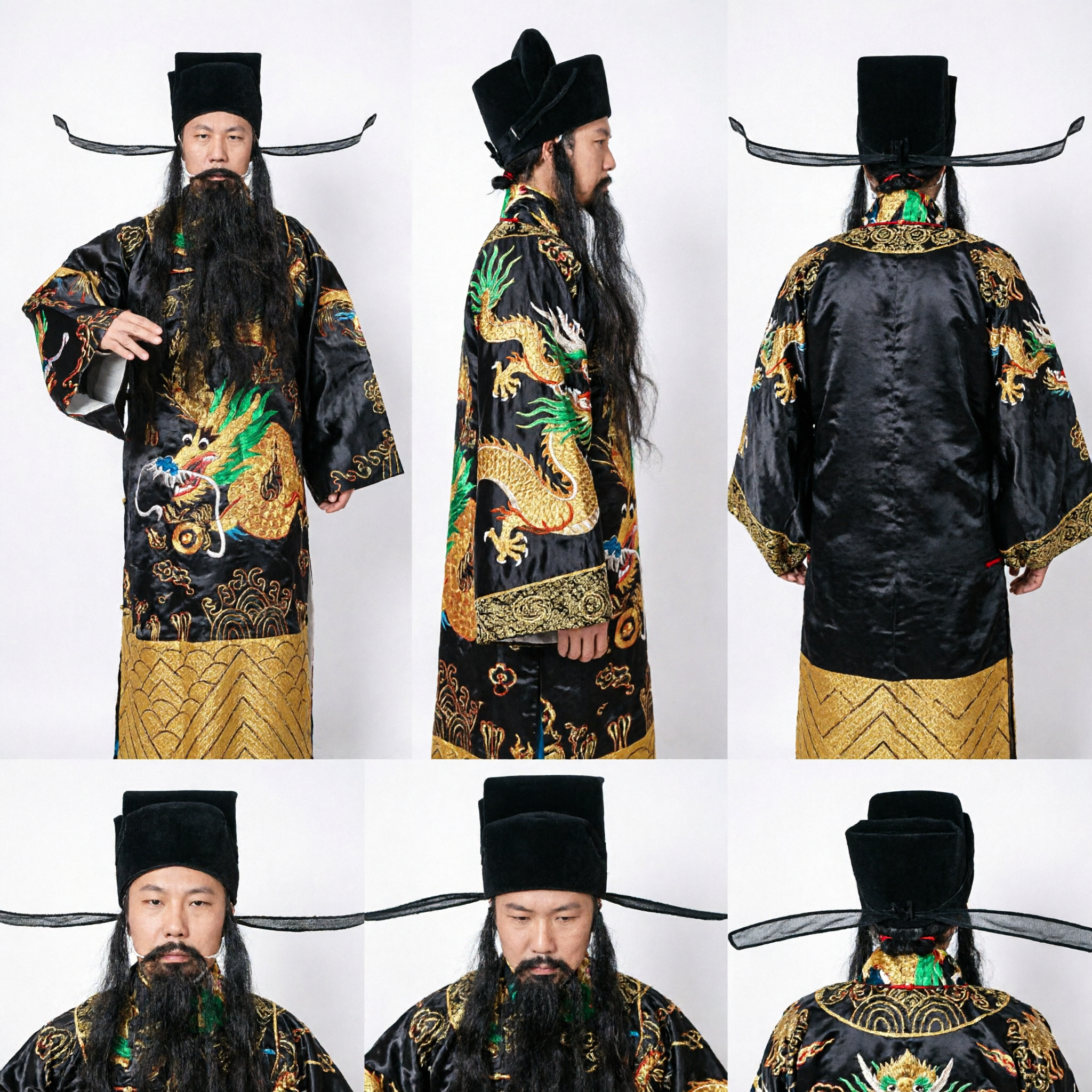 Traditional Chinese Ancient Official Black Dragon Robe Men's Costume Historical Cosplay Stage Performance Outfit