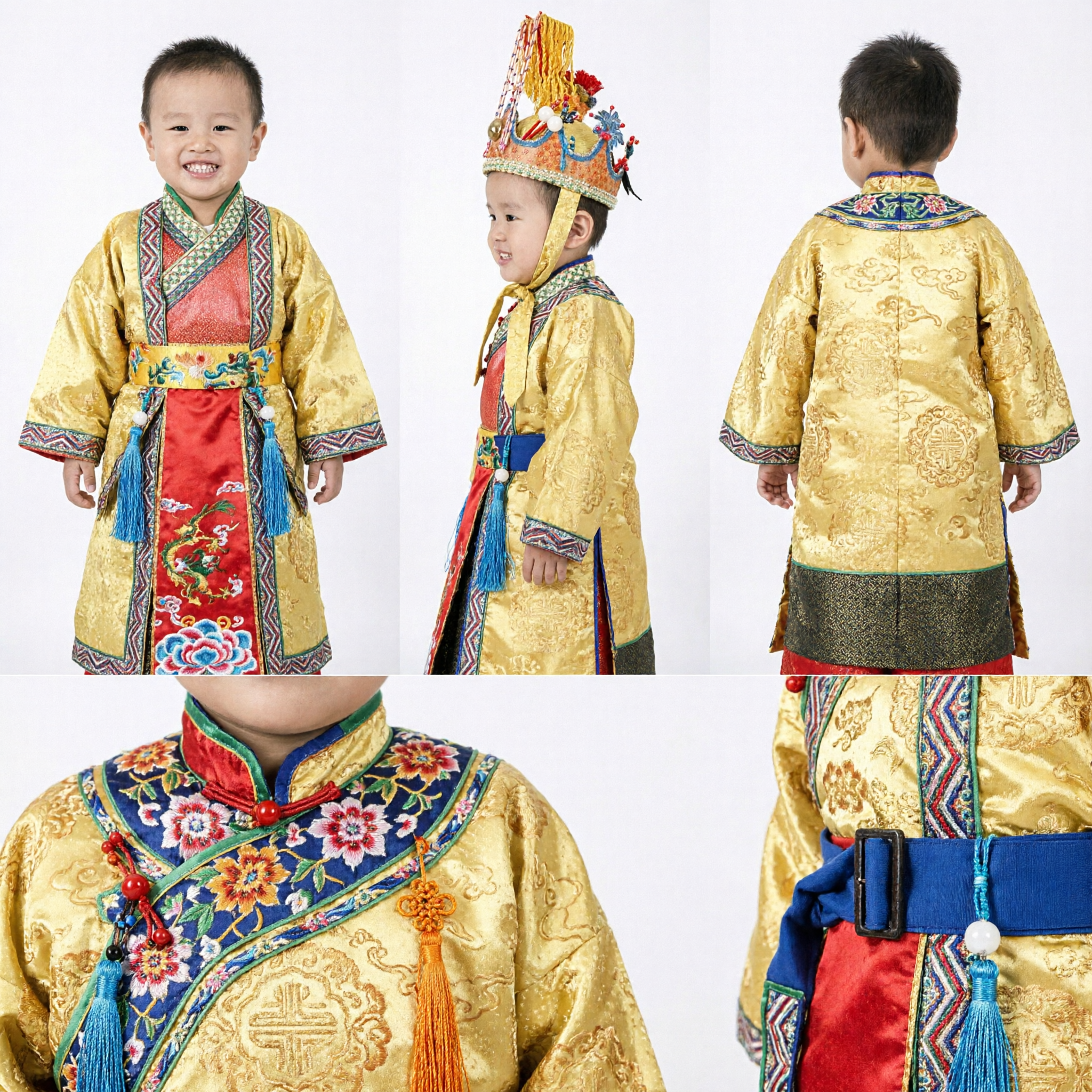 Traditional Chinese Wedding Groom Costume for Kids Boys Toddler Tang Suit Hanfu Photography Prop Performance Outfit