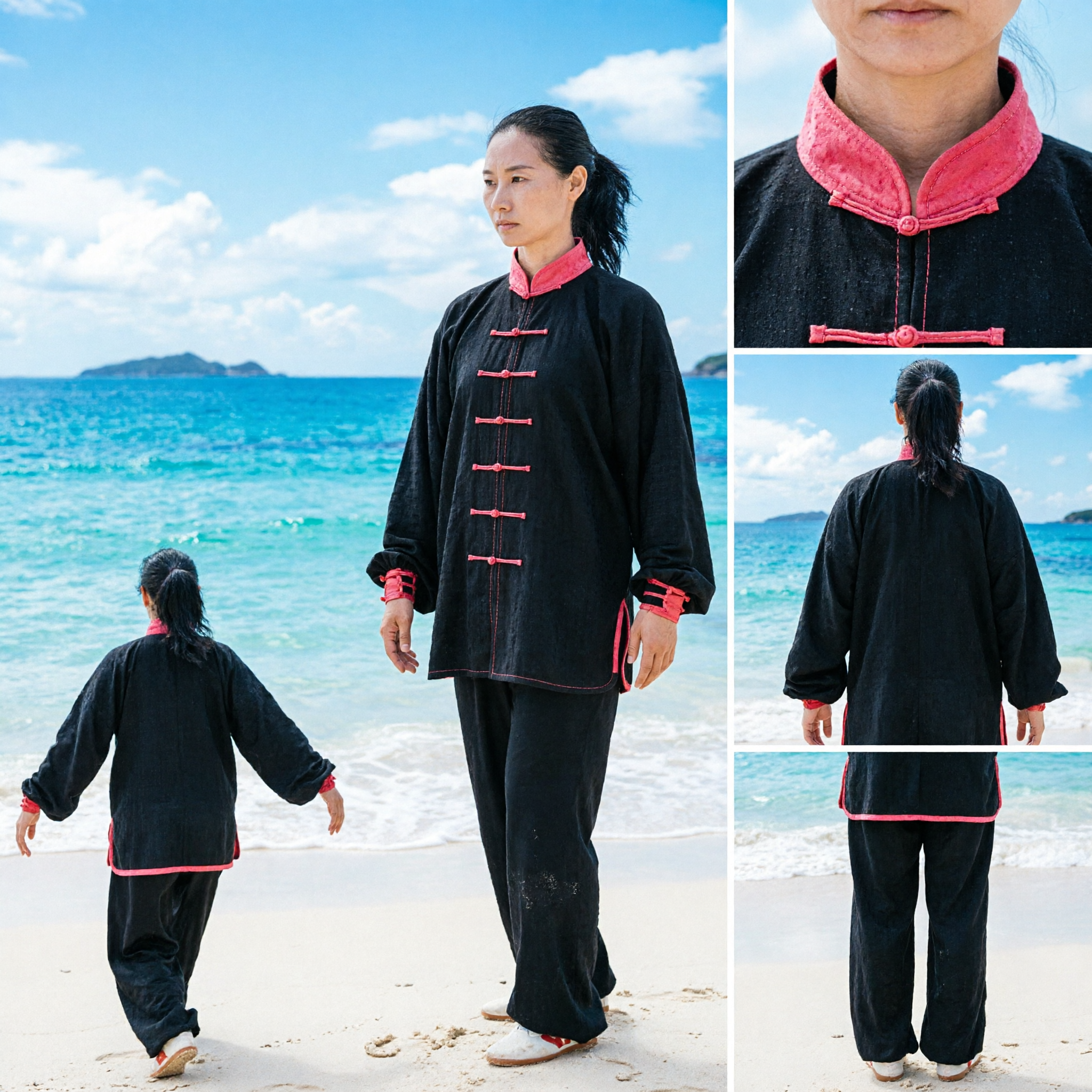 Women's Black Traditional Chinese Tai Chi Uniform Kung Fu Suit Cotton Martial Arts Training Clothing