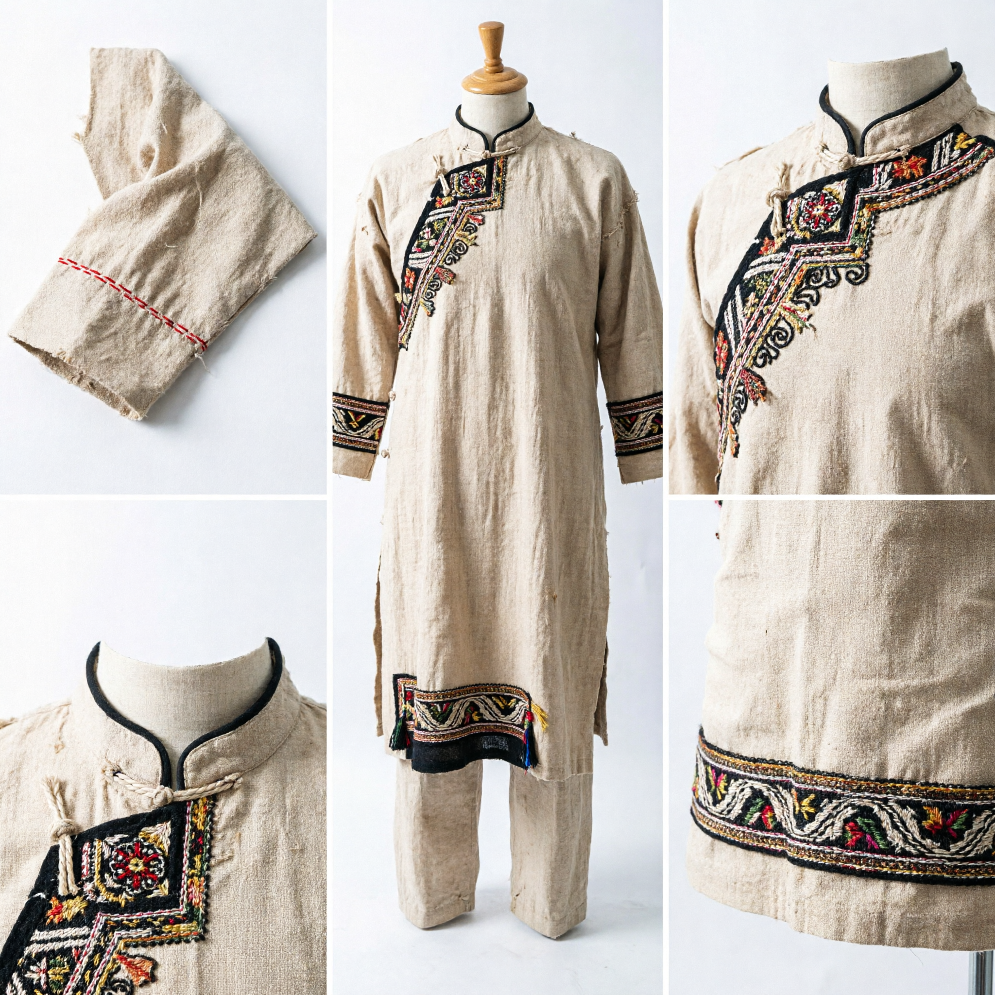 Traditional Chinese Fuchen Fly Whisk with Long Blonde Horsehair and Carved Wooden Handle for Taoist Martial Arts