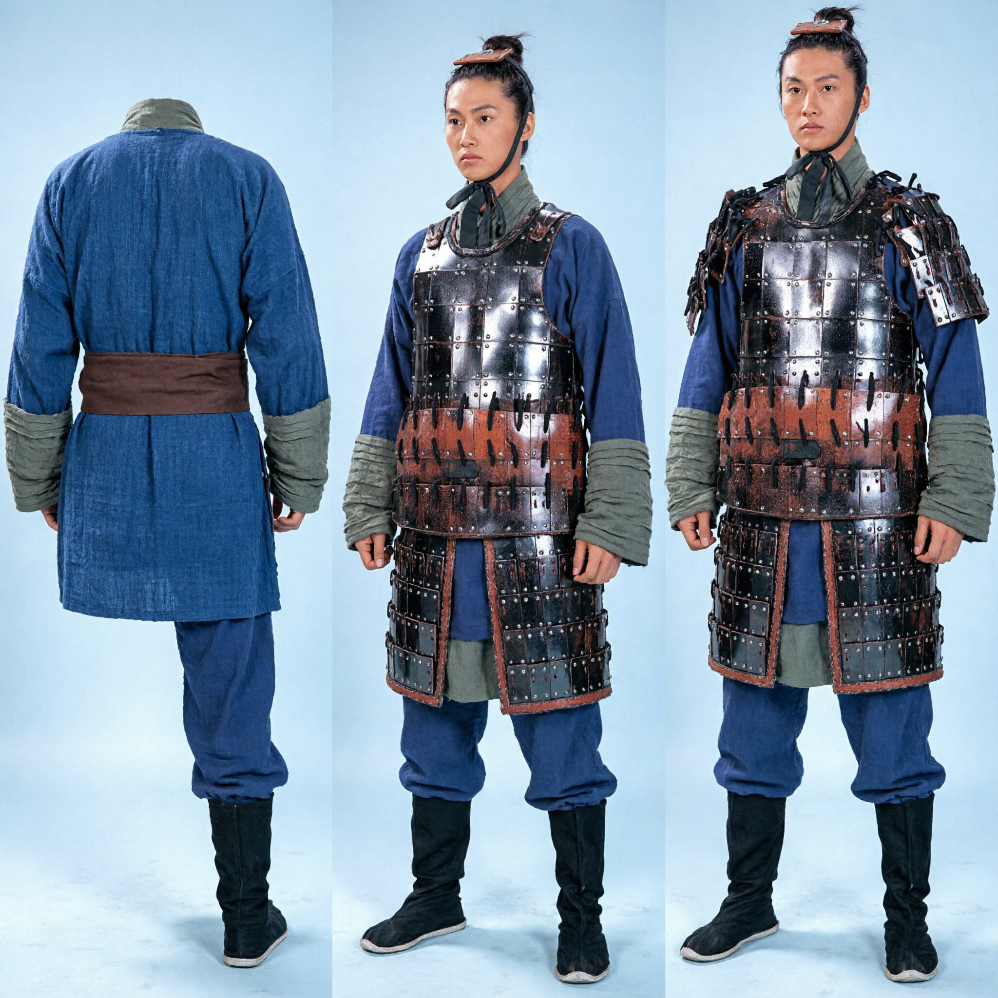 Ancient Chinese Warrior Armor Costume Men Traditional Historical Charioteer Outfit for Cosplay and Reenactment Events