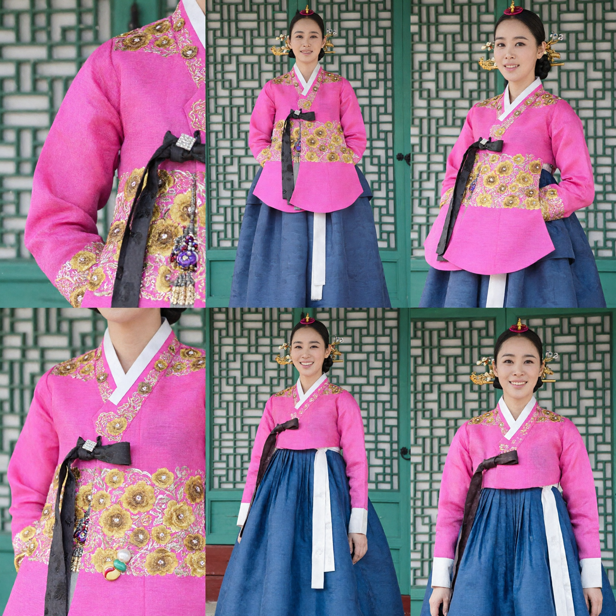 Elegant Pink and Blue Korean Hanbok Traditional Palace Princess Costume for Women Cultural Events