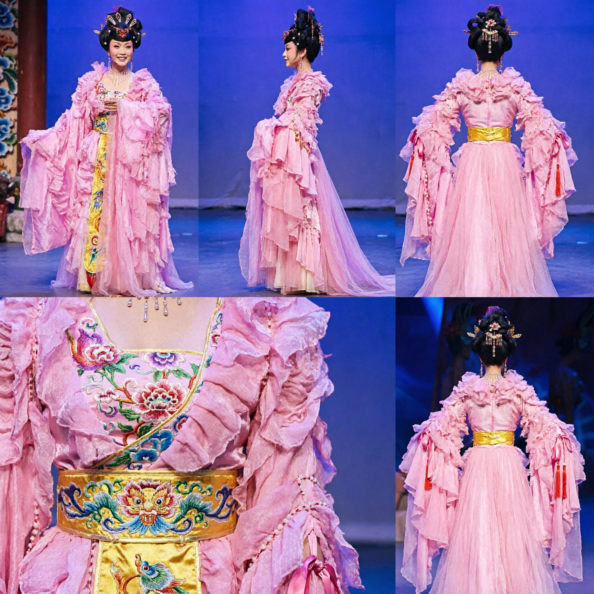 Elaborate Pink Chinese Traditional Tang Dynasty Palace Princess Costume for Stage Performance and Opera
