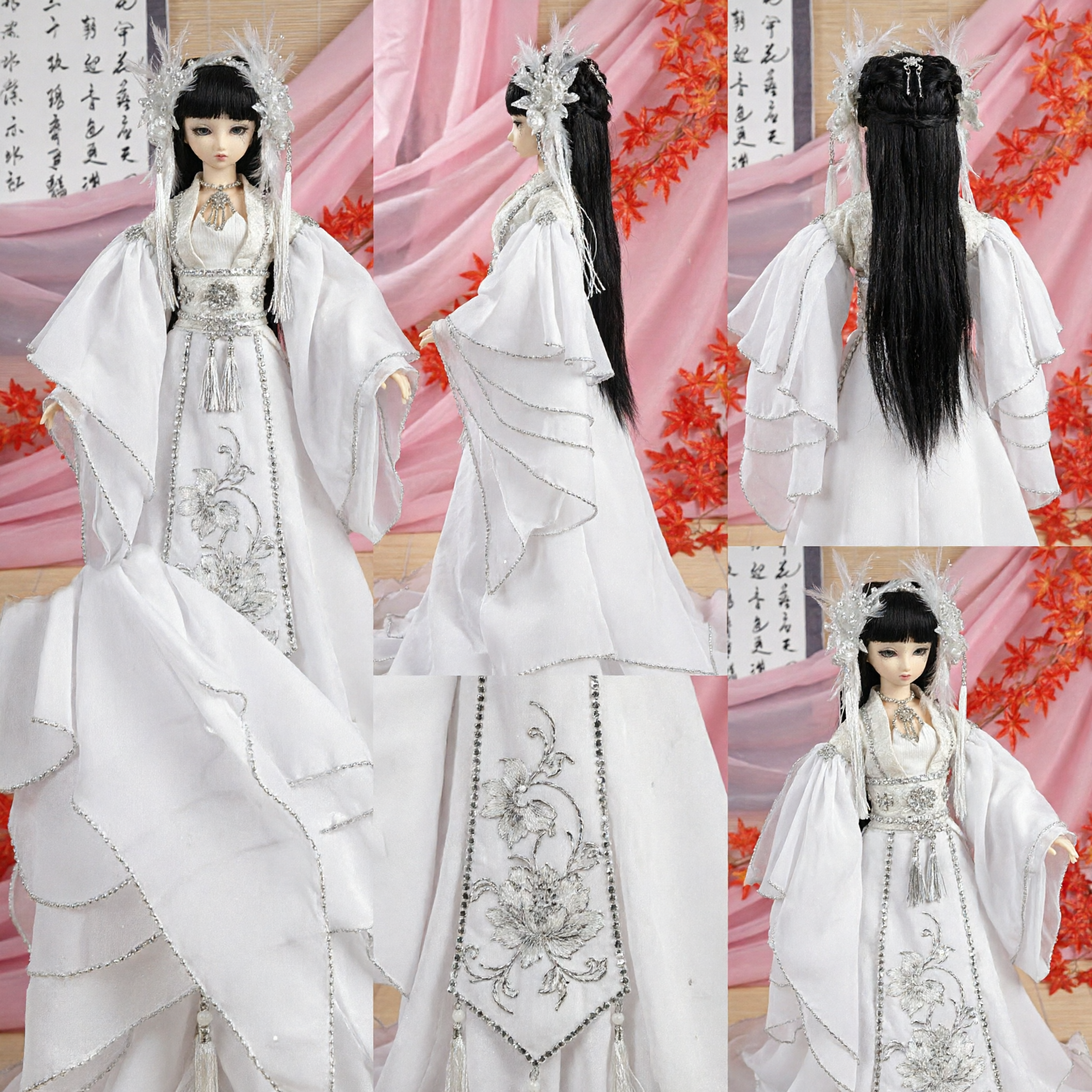 Exquisite White Traditional Chinese Hanfu Wedding Dress Costume for BJD Doll Ancient Fairy Style Clothing