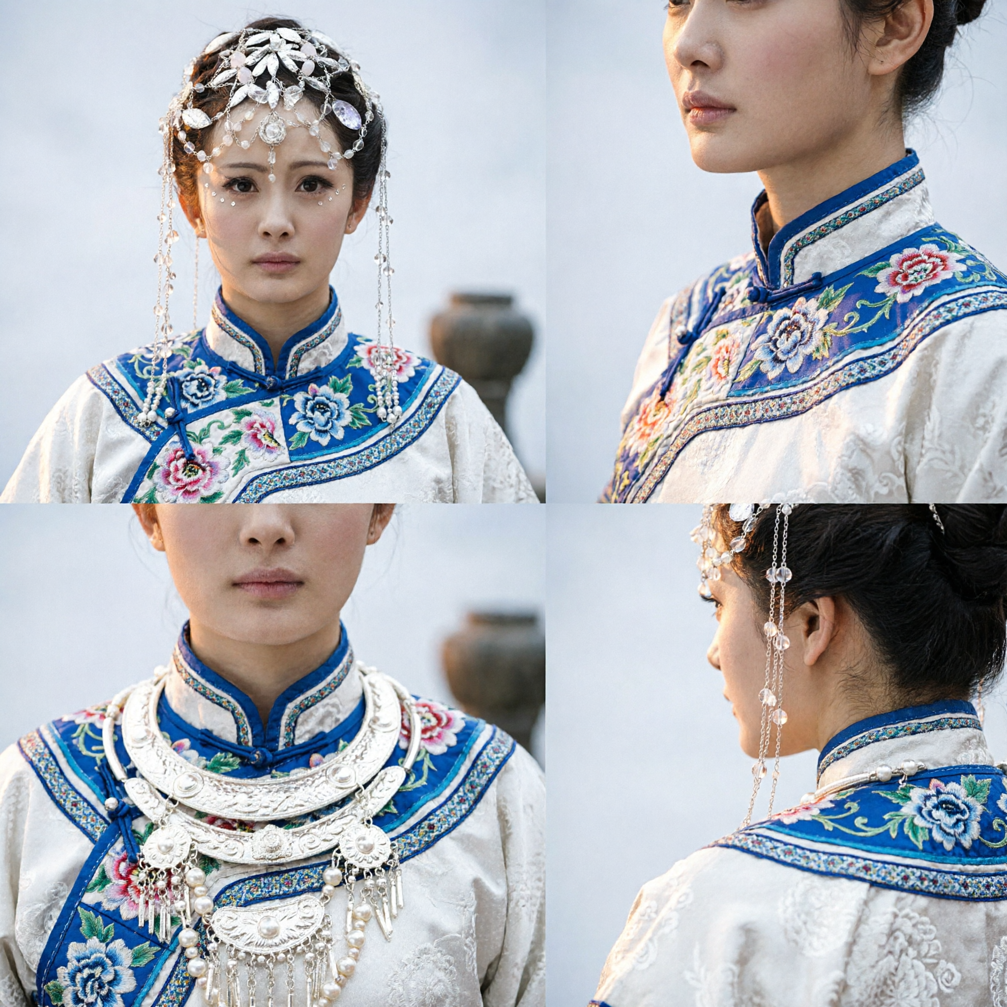 Exquisite Silver Crystal Leaf Hair Jewelry Chinese Ancient Fairy Headpiece for Hanfu Wedding Cosplay Accessories