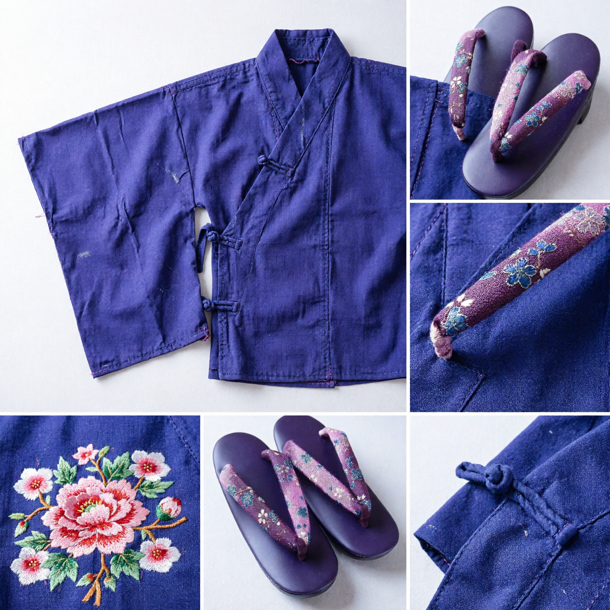 Traditional Japanese Zori Sandals Purple Floral Kimono Shoes for Women Formal Weddings and Events