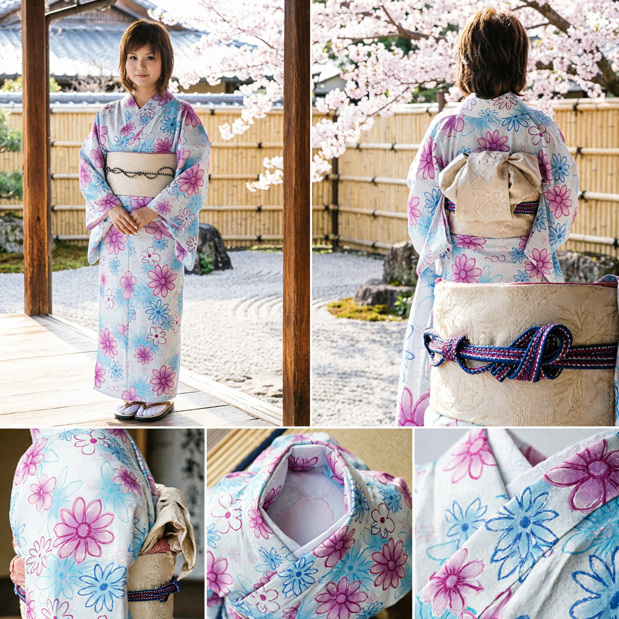 Traditional Japanese Floral Kimono Yukata Costume for Women Spring Festival Cosplay Party Wear