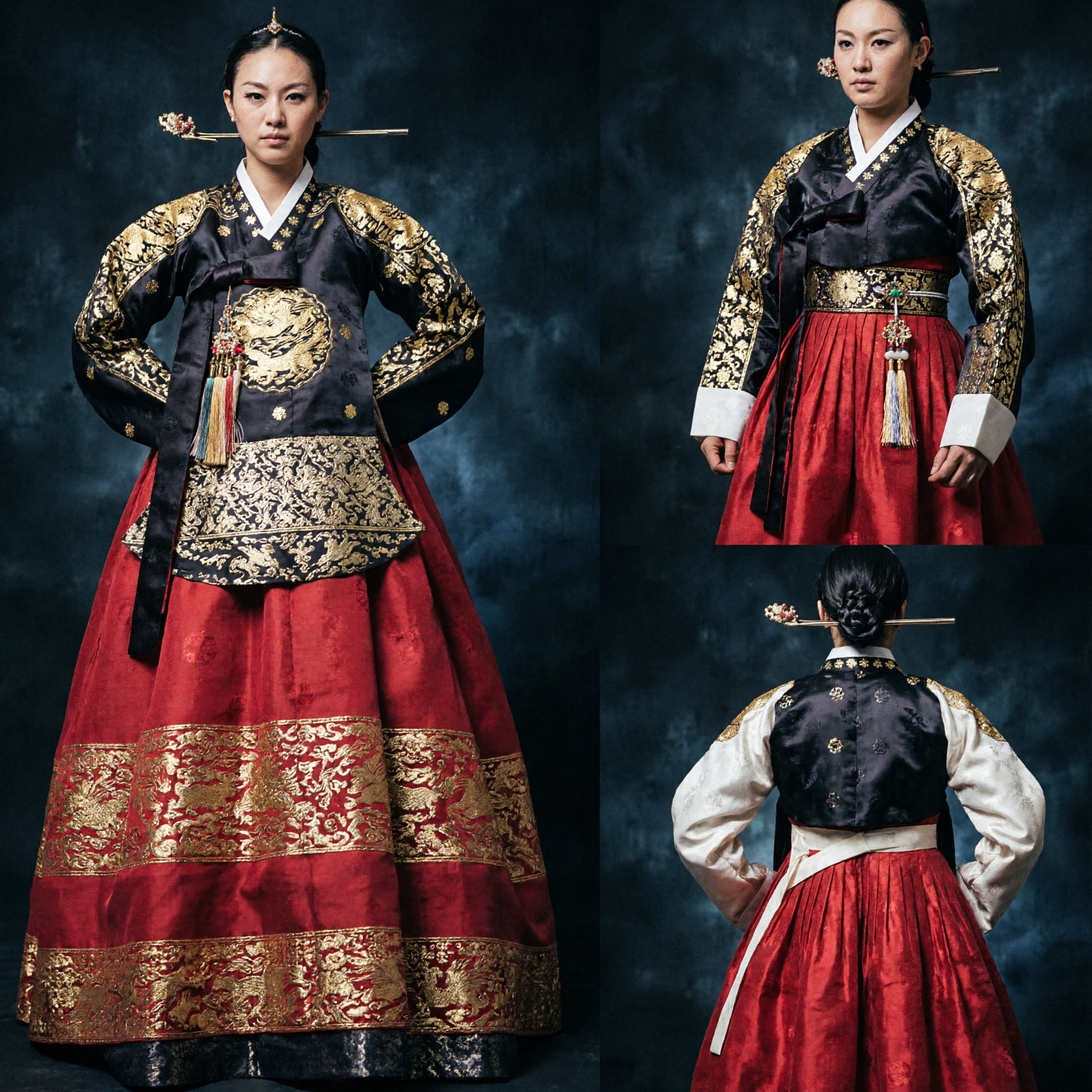 Men's Traditional Korean Hanbok King Costume Joseon Dynasty Dragon Robe for Cosplay and Historical Reenactment