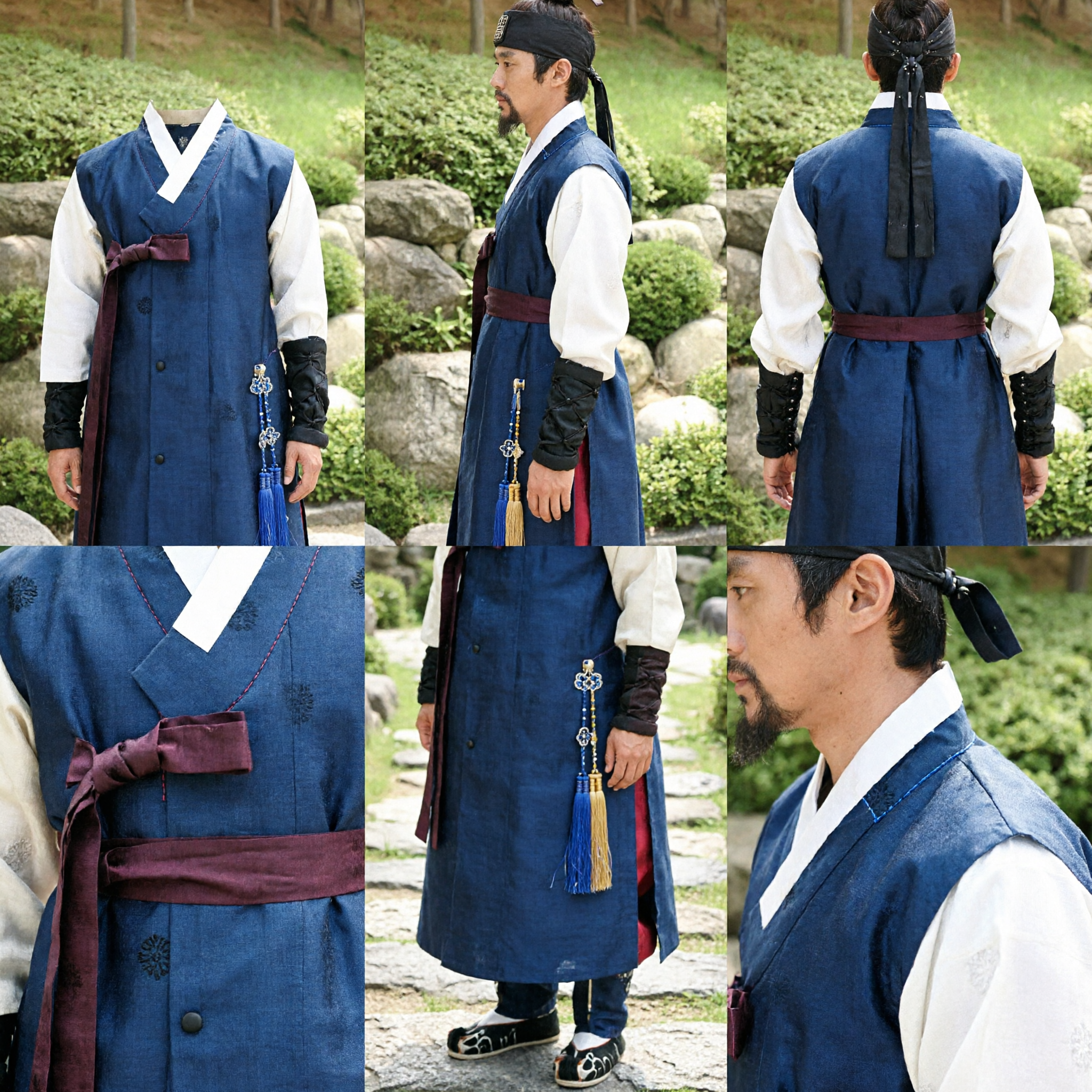 Traditional Korean Hanbok Couple Costume Set Ancient Warrior Guard Uniform for Men and Women Historical Cosplay