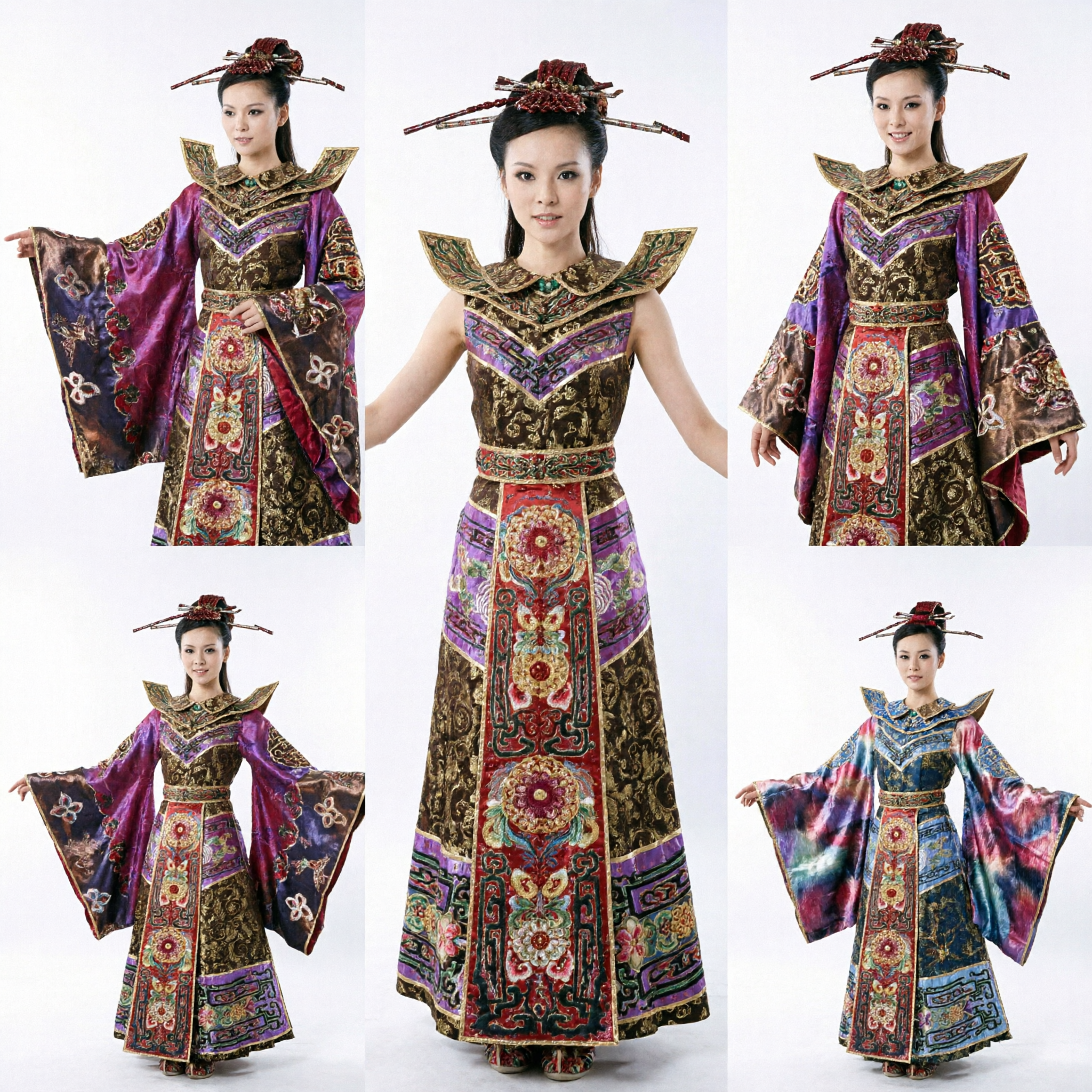 Women's Ancient Chinese Empress Hanfu Costume Purple Embroidered Traditional Dress for Stage Performance and Cosplay