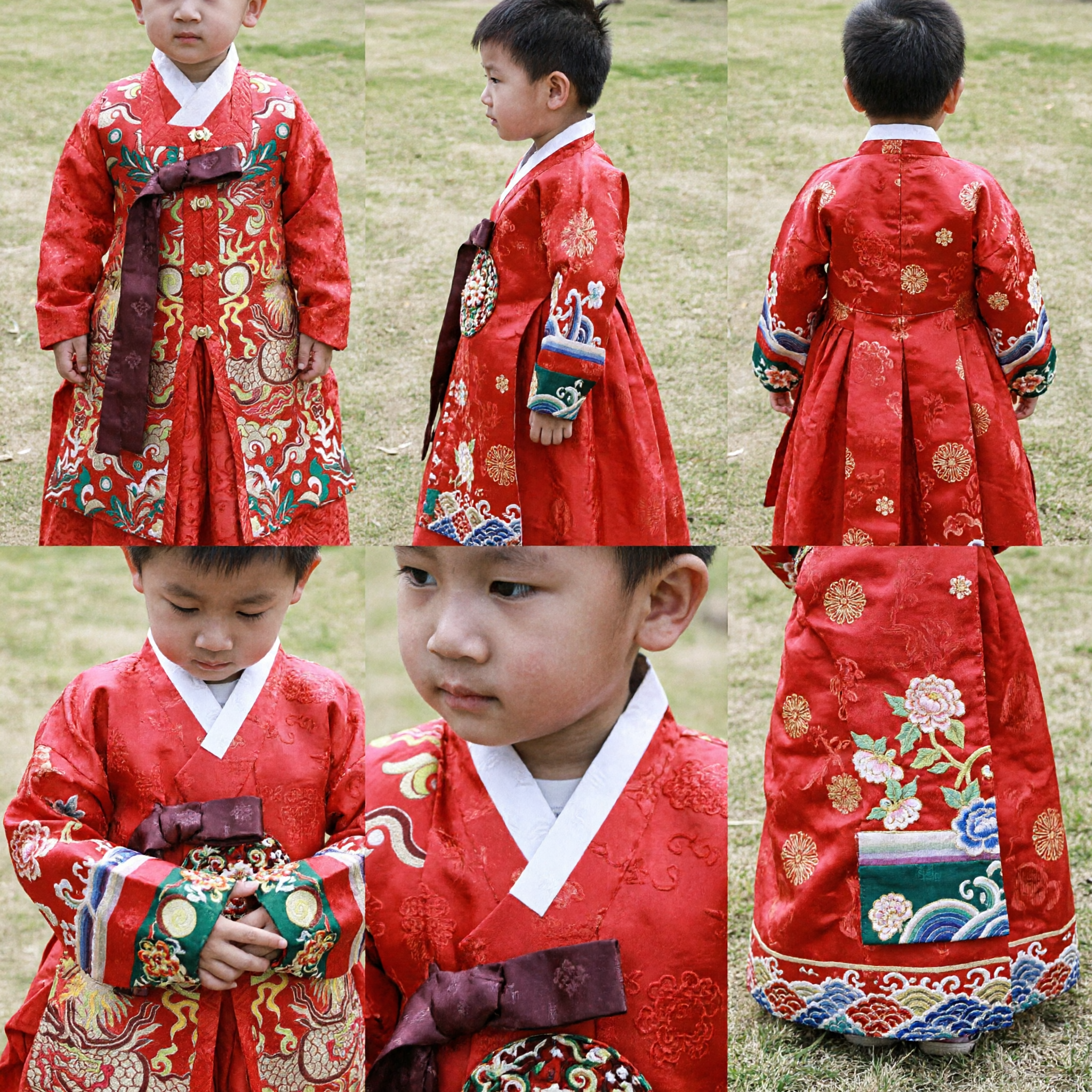 Boys Traditional Chinese Dragon Robe Red Hanfu Costume for Wedding and New Year Festival Kids Clothing