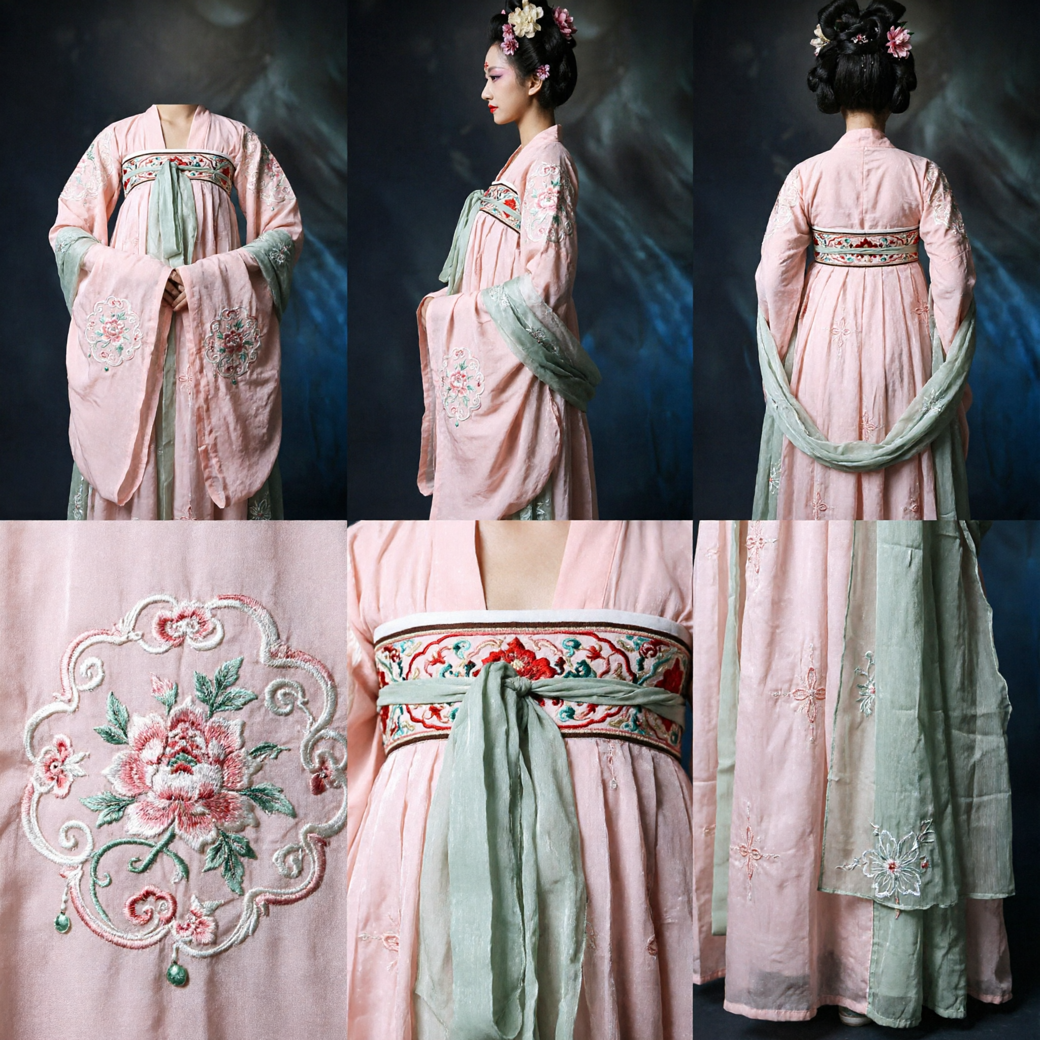 Elegant Pink Tang Dynasty Hanfu Costume Traditional Chinese Ancient Princess Dress with Embroidery for Women Performance