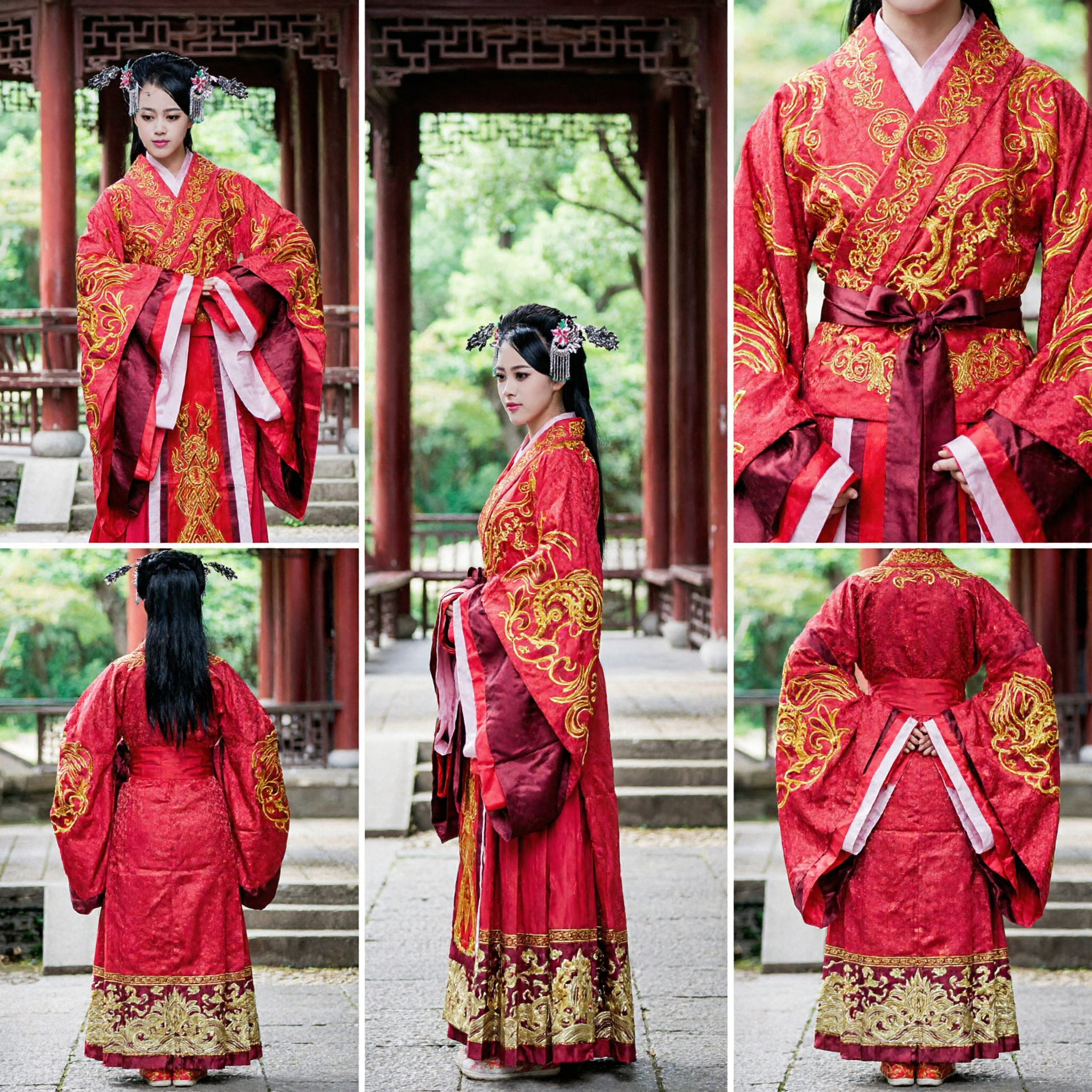 Ancient Chinese Hanfu Wedding Dress Traditional Red Embroidered Palace Costume for Women Historical Clothing