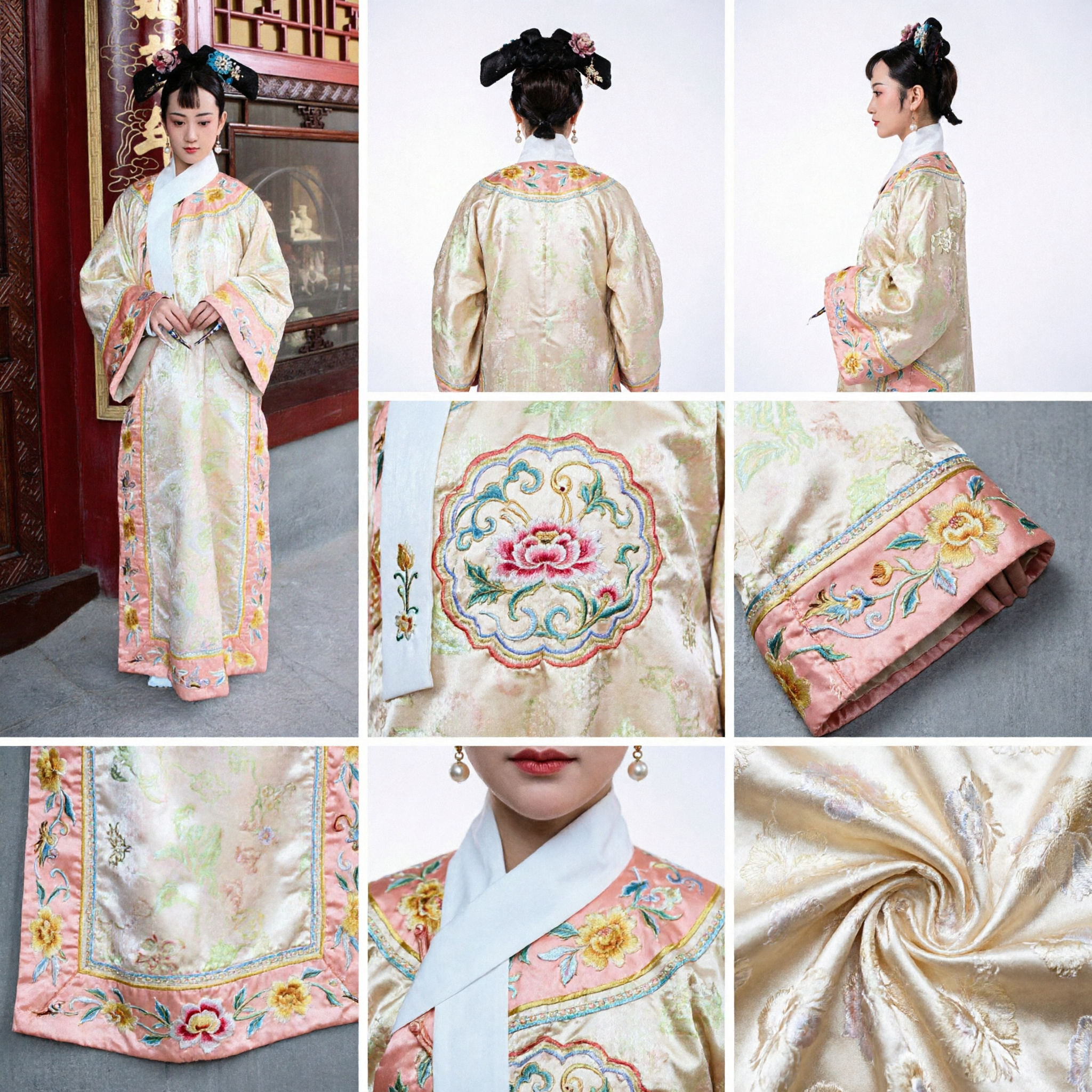 Ancient Chinese Qing Dynasty Manchu Princess Costume Traditional Embroidered Robe for Women Historical Cosplay Dress