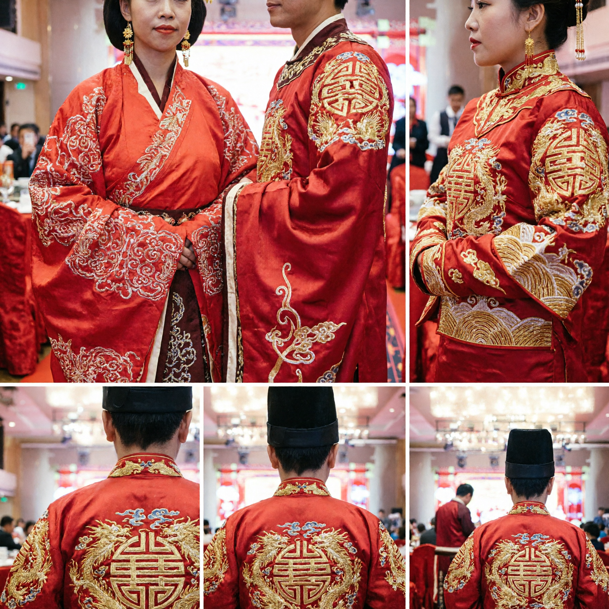 Traditional Chinese Wedding Costumes for Couple Ancient Han Dynasty Red Embroidered Hanfu Bride and Groom Set