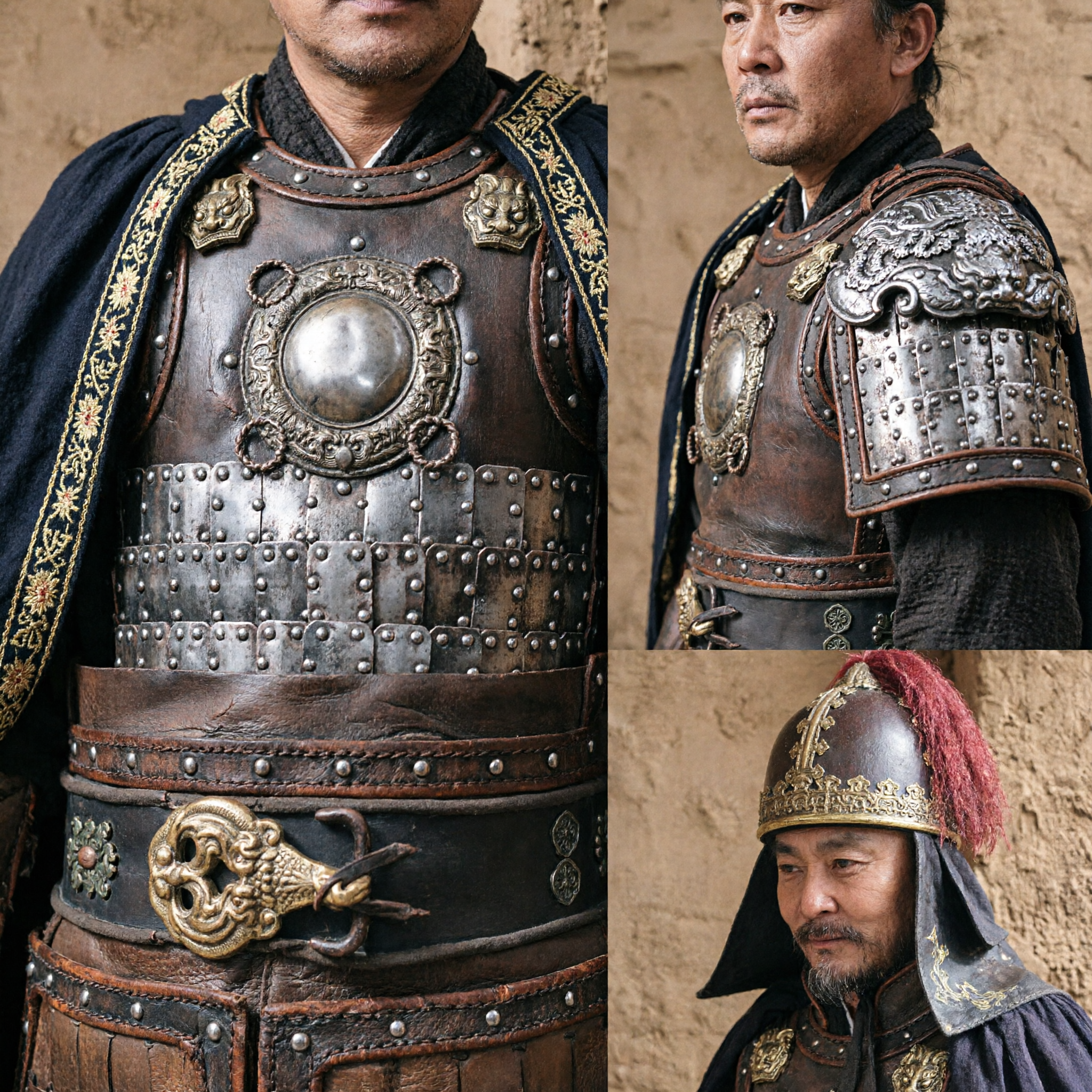 Ancient Chinese General Armor Costume for Men Historical Cosplay Three Kingdoms Warrior Outfit with Helmet and Cape