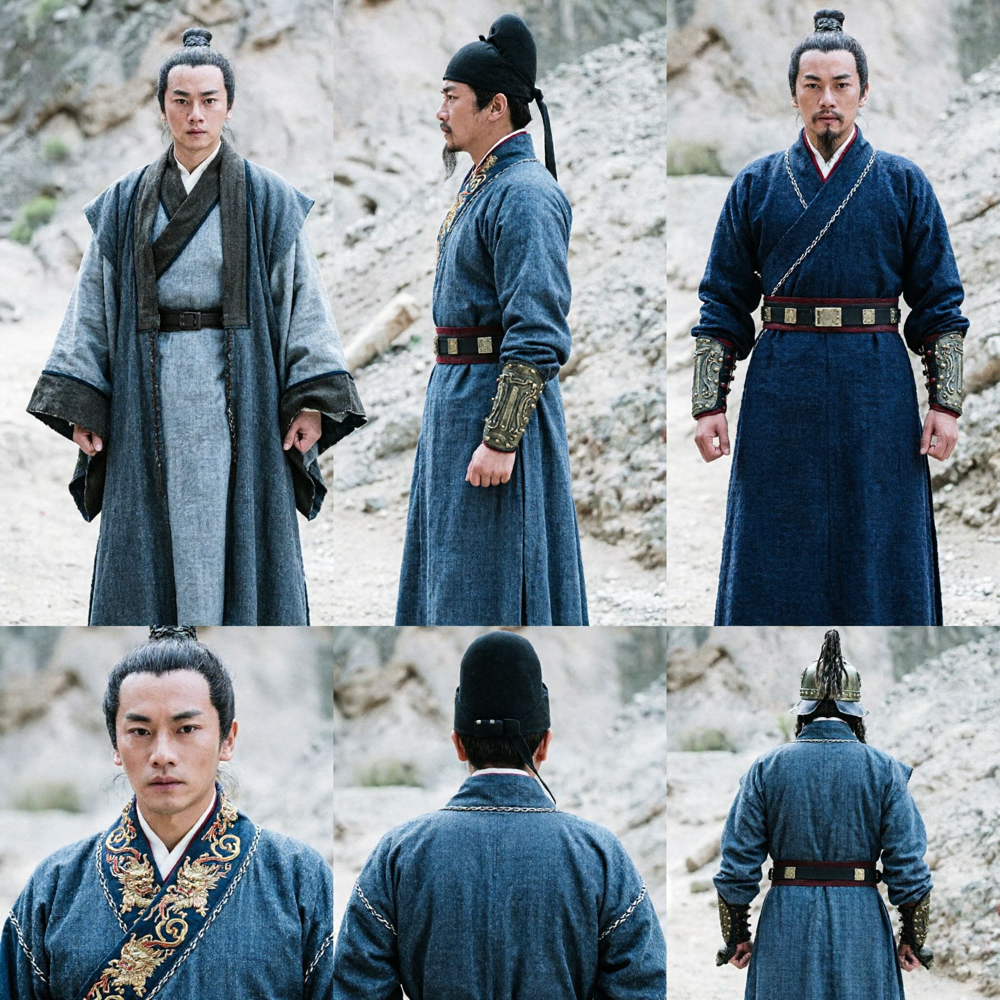 Men's Ancient Chinese Scholar Robe and Warrior Armor Set Traditional Hanfu Costume for Cosplay and Historical Drama