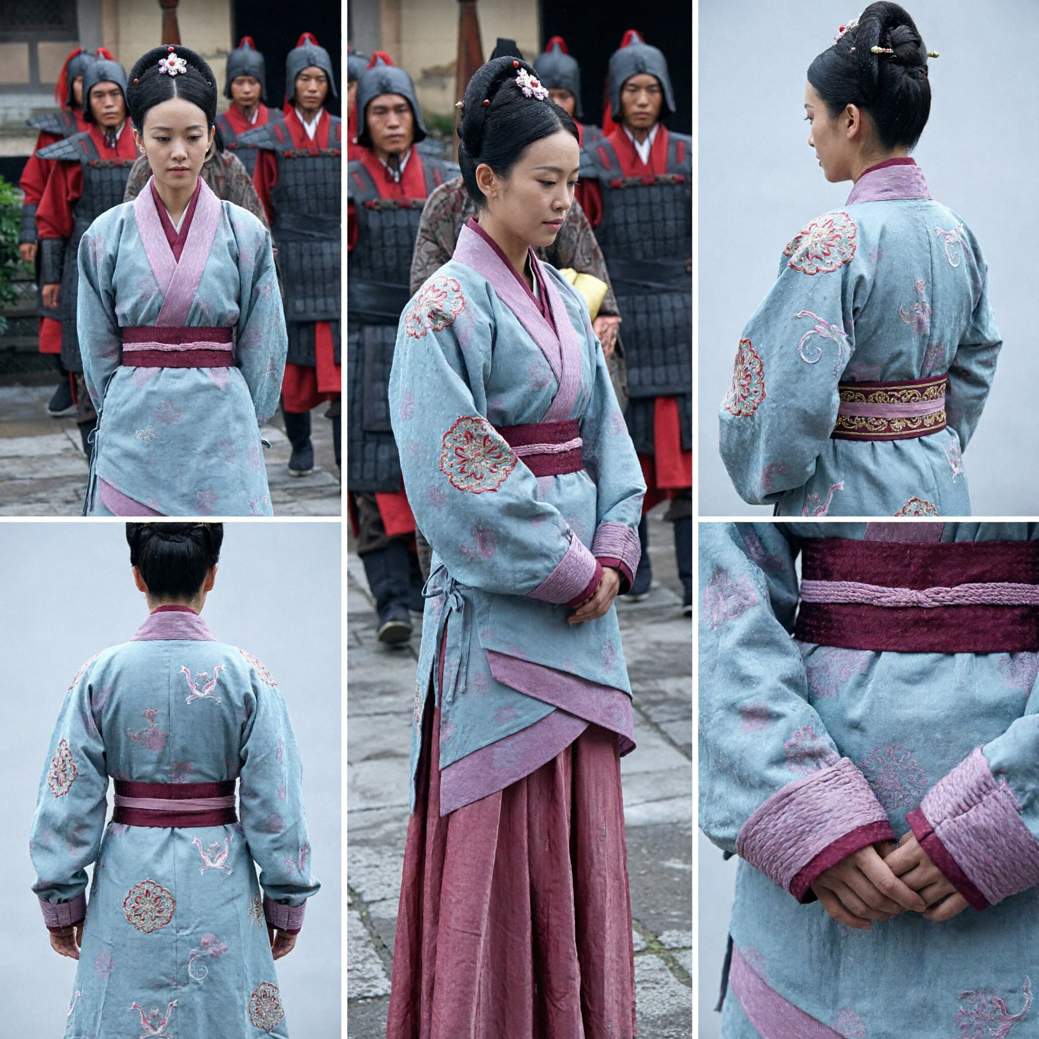 Ancient Chinese Hanfu Costume for Women Blue and Pink Traditional Robe Historical Drama Cosplay Outfit