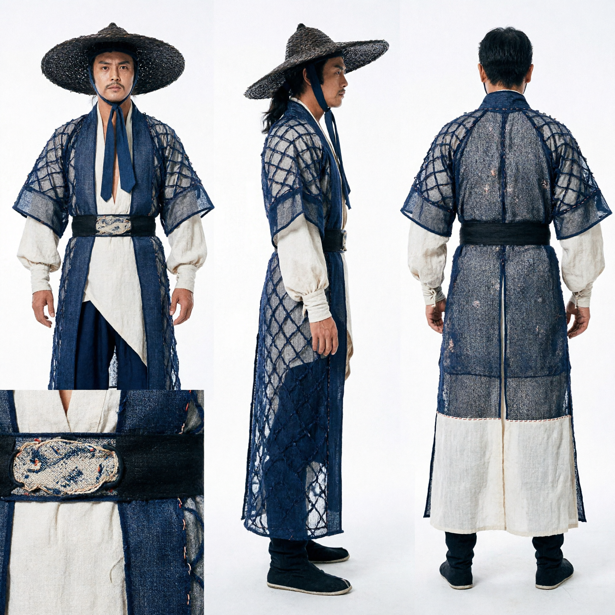 Men's Traditional Chinese Wuxia Swordsman Costume Ancient Knight Errant Kung Fu Outfit for Cosplay