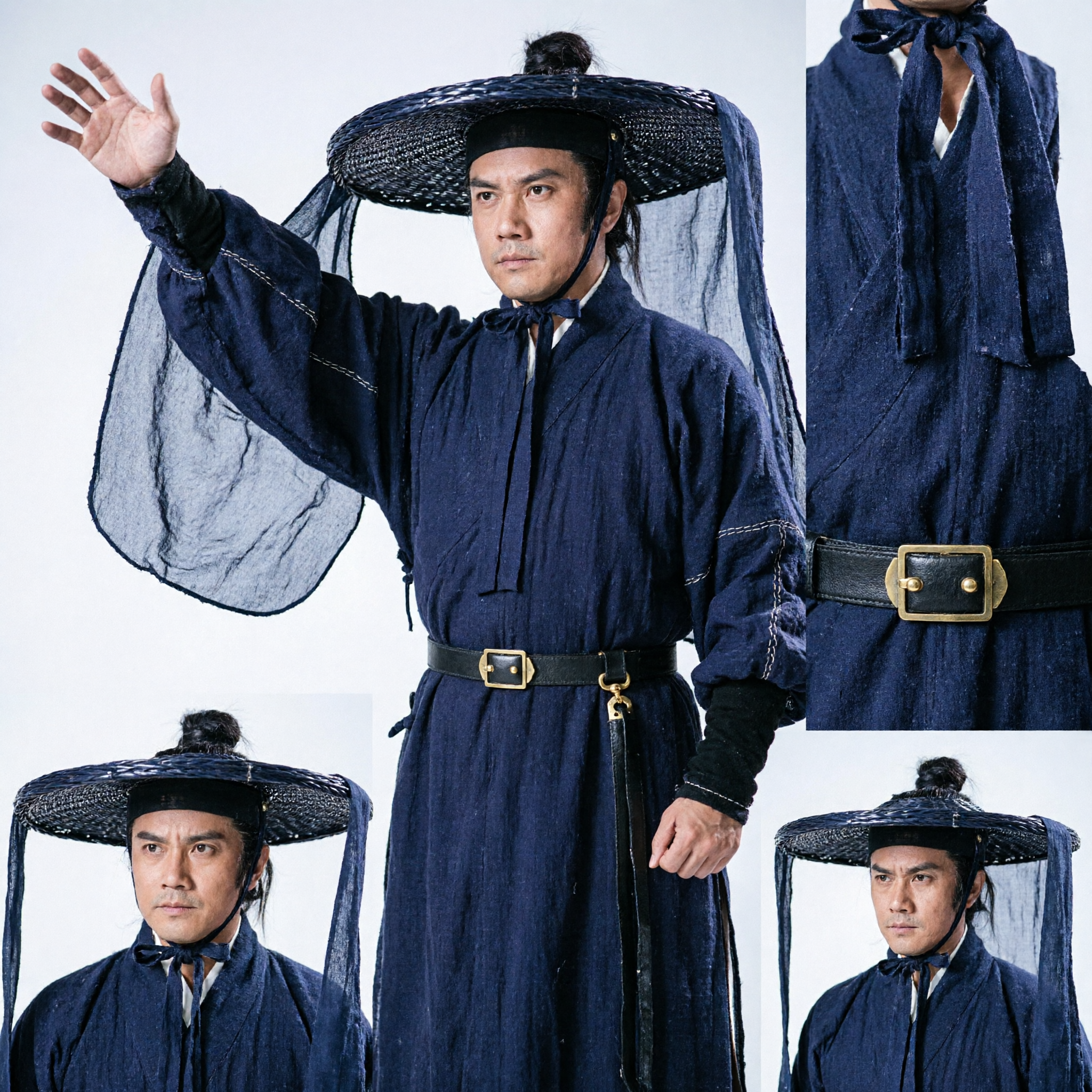 Traditional Chinese Wuxia Swordsman Costume Men Ancient Knight Hanfu Martial Arts Halloween Cosplay Outfit
