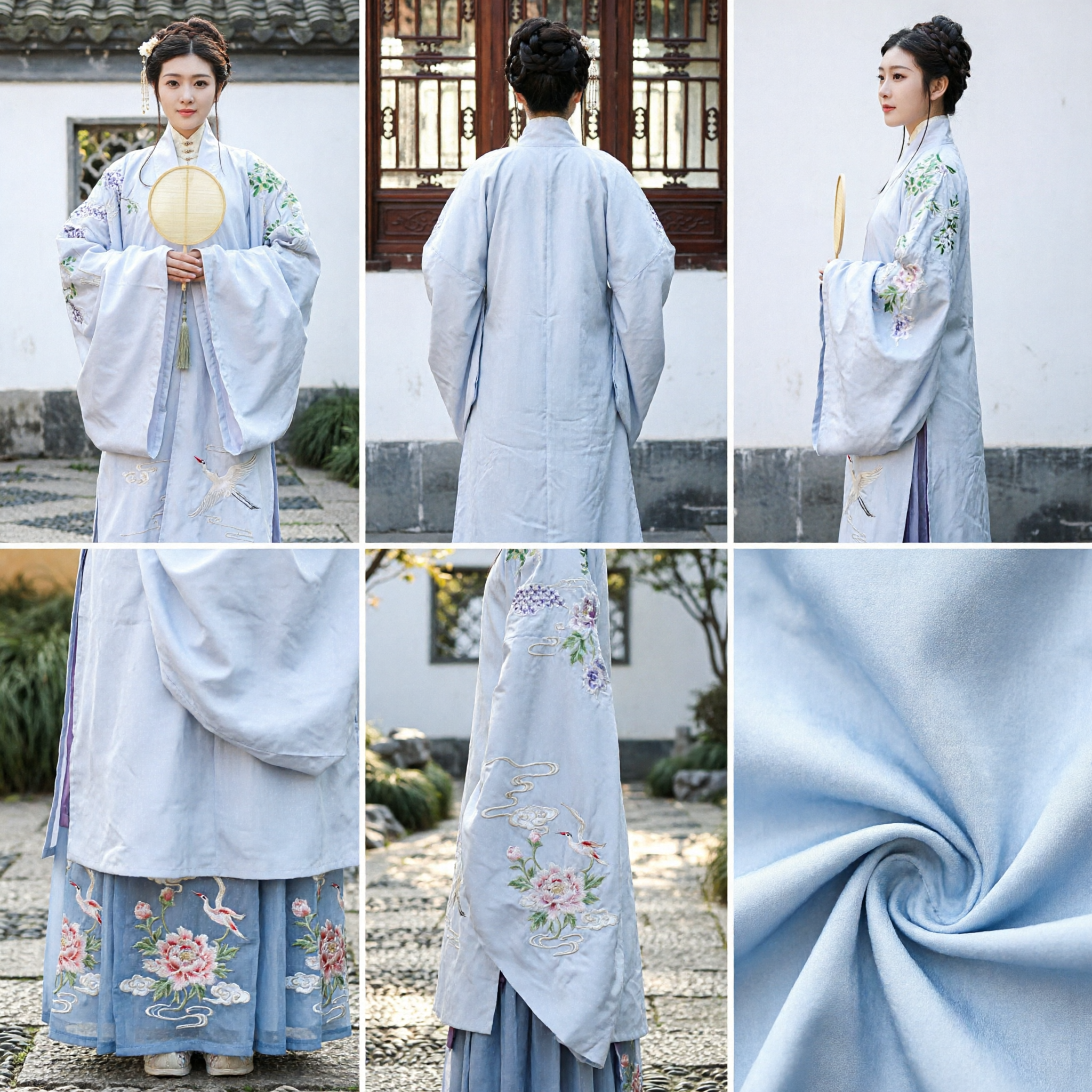 Traditional Chinese Hanfu Ancient Costume for Women Elegant Embroidered Wide Sleeve Top and Skirt Set