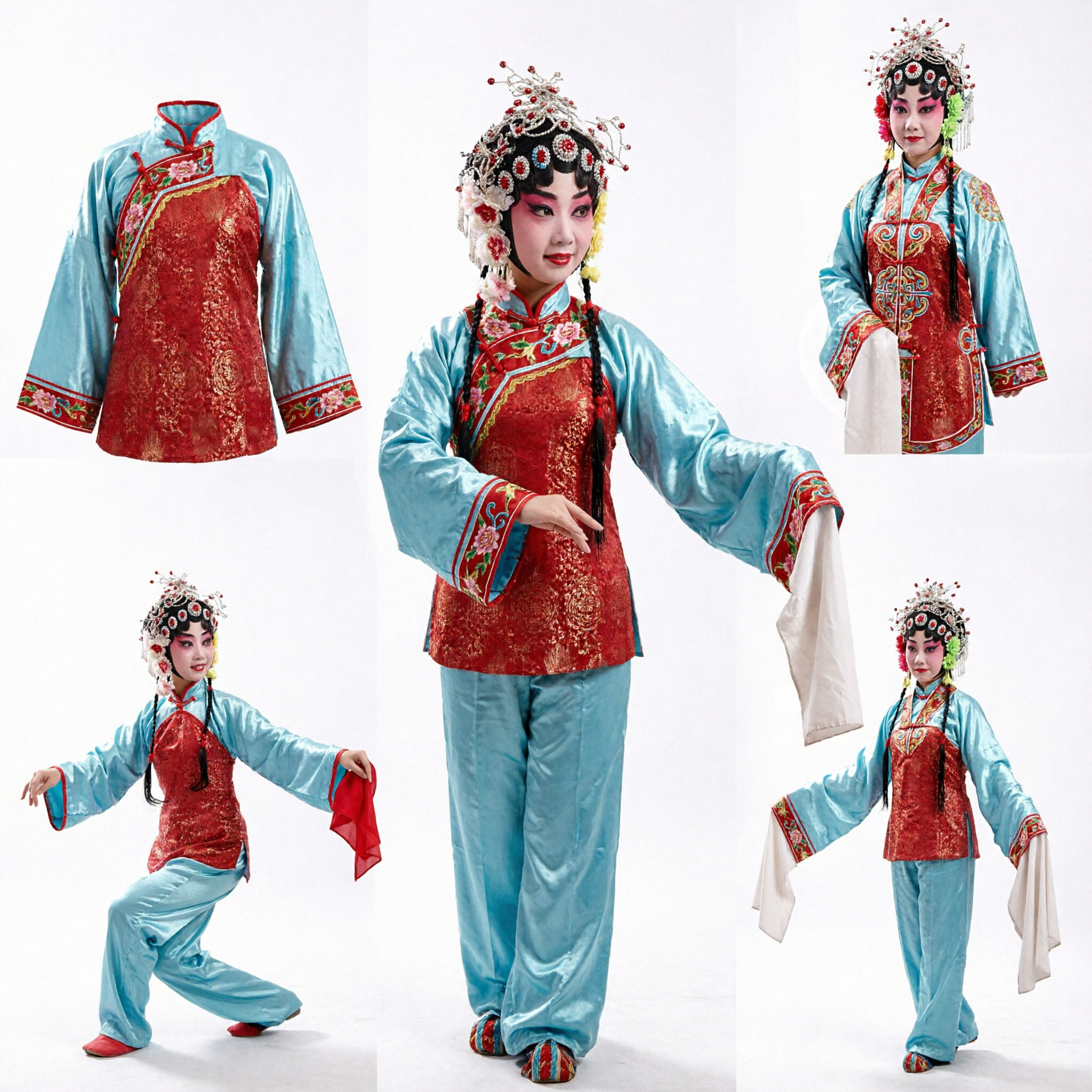 Traditional Chinese Peking Opera Costume for Kids Girls Folk Dance Performance Outfit Hua Mulan Style