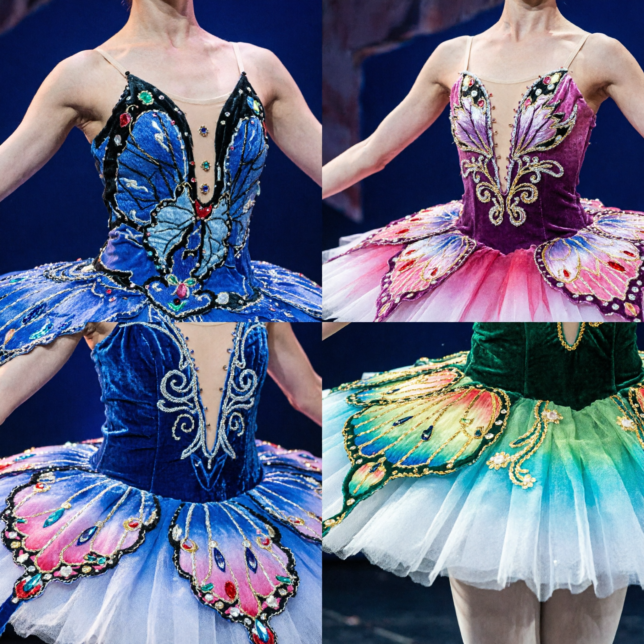 Women's Colorful Butterfly Ballet Tutu Costumes for Stage Performance, Cultural Shows, and Dance Competitions