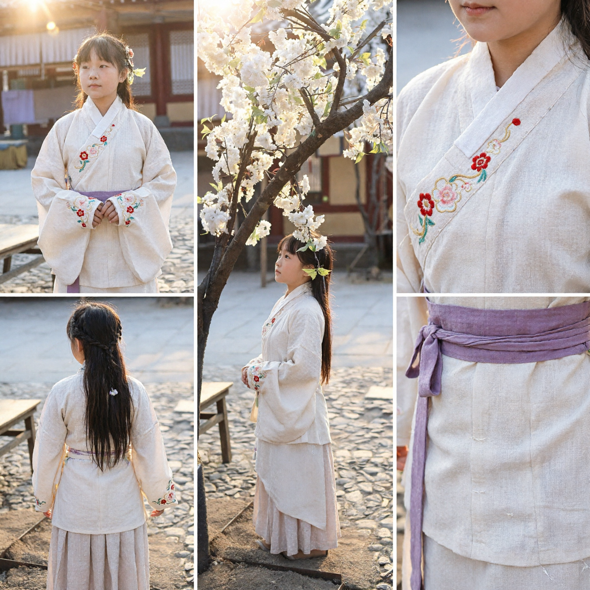 Traditional Chinese Hanfu for Girls Ancient Fairy Costume White Top Pink Skirt Spring Outfit