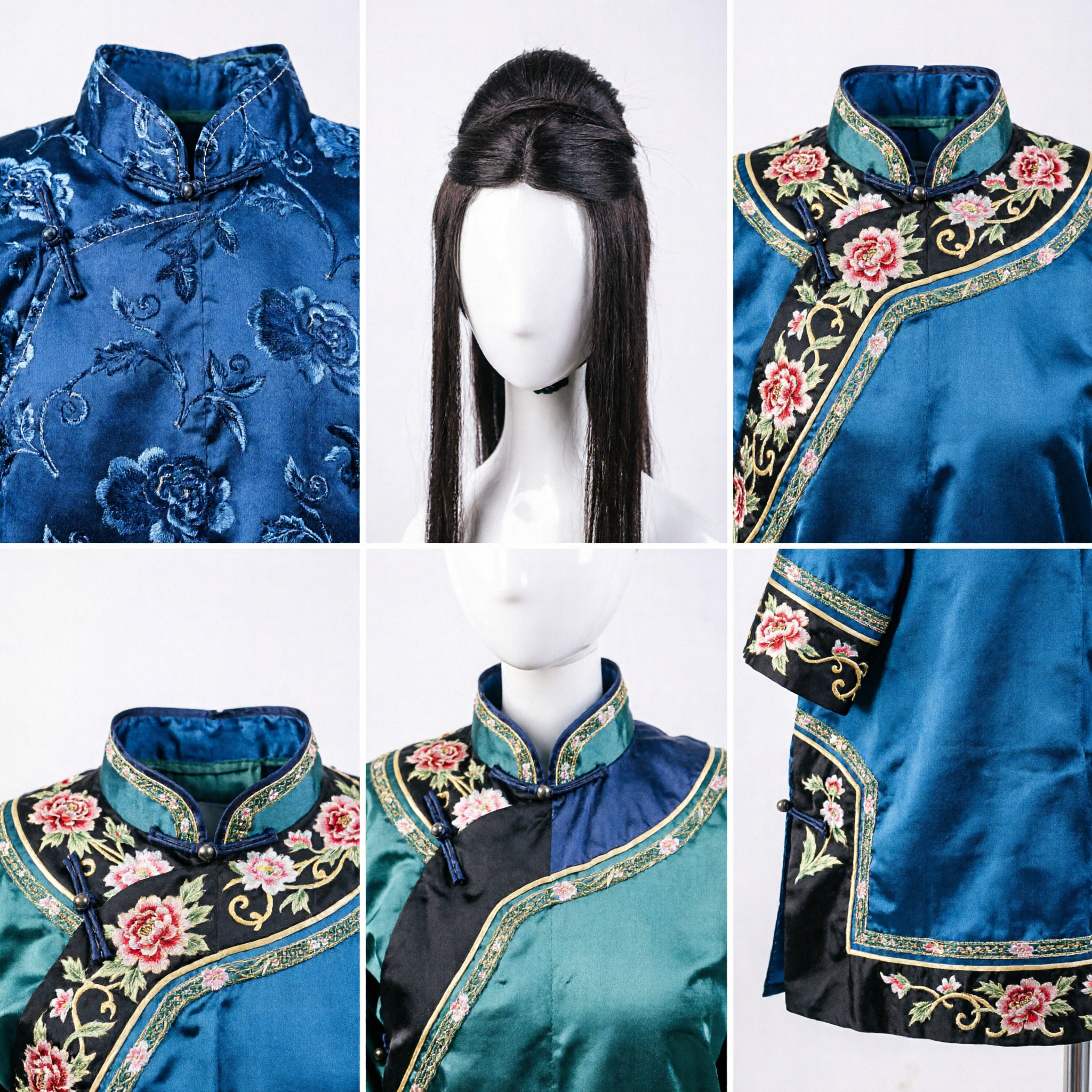 Traditional Chinese Ancient Style Black Long Straight Wig for Hanfu Cosplay and Historical Drama Performance
