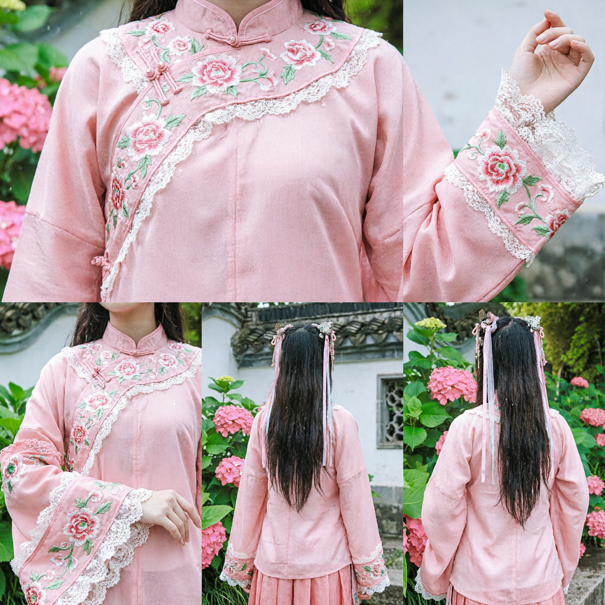 Pink Ancient Chinese Fairy Hanfu Costume for Women Traditional Princess Dress with Hair Accessories for Cosplay