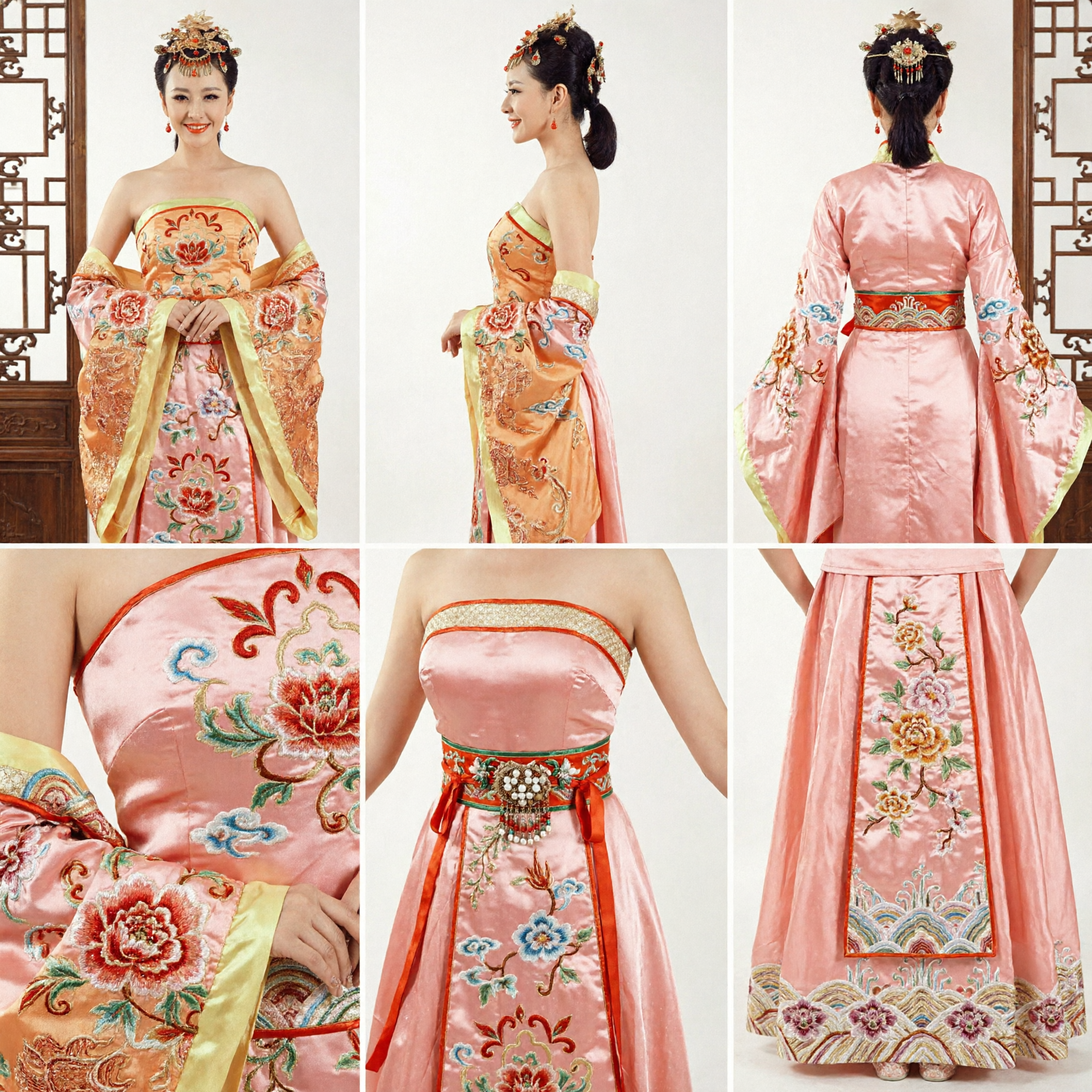 Traditional Chinese Ancient Empress Costume Yellow Embroidered Hanfu Bridal Wedding Dress for Women Stage Performance