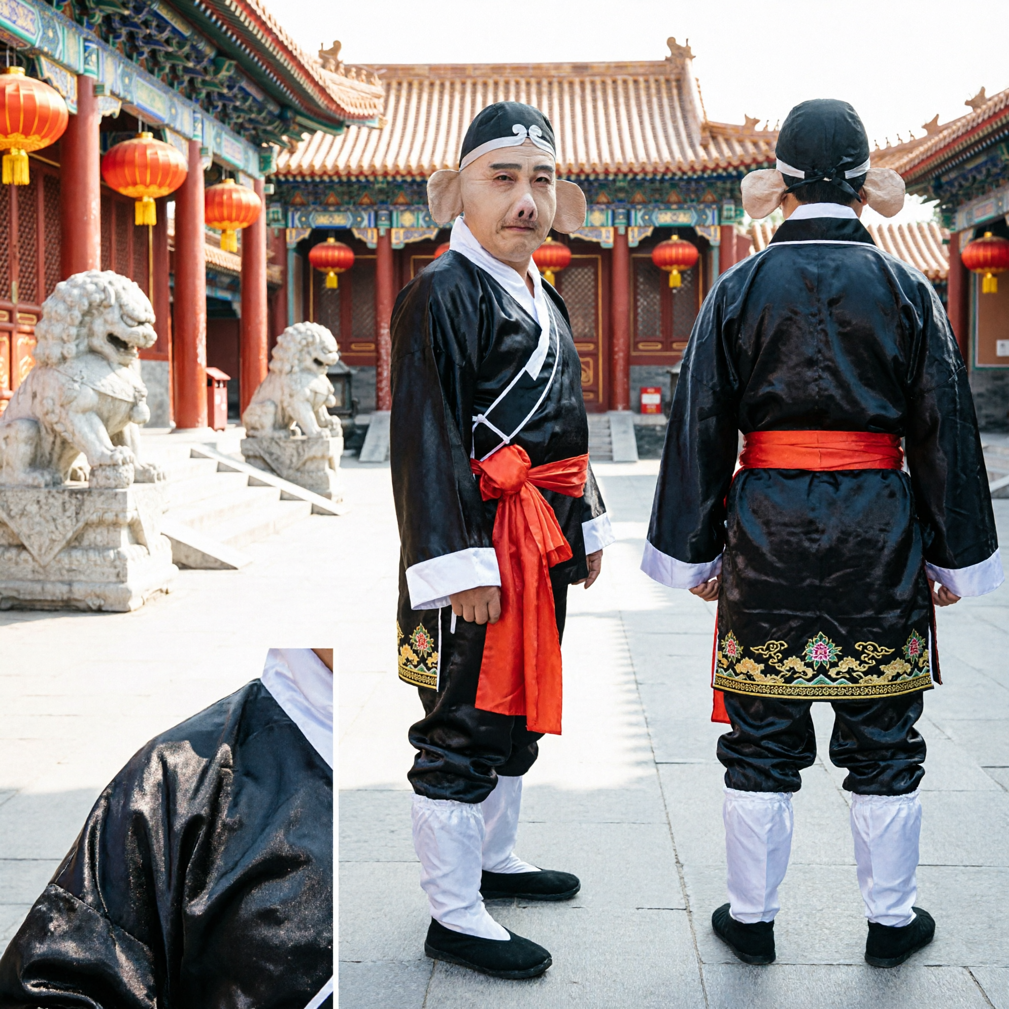 Adult Zhu Bajie Pigsy Costume Journey to the West Chinese Traditional Cosplay Outfit with Mask and Rake Prop