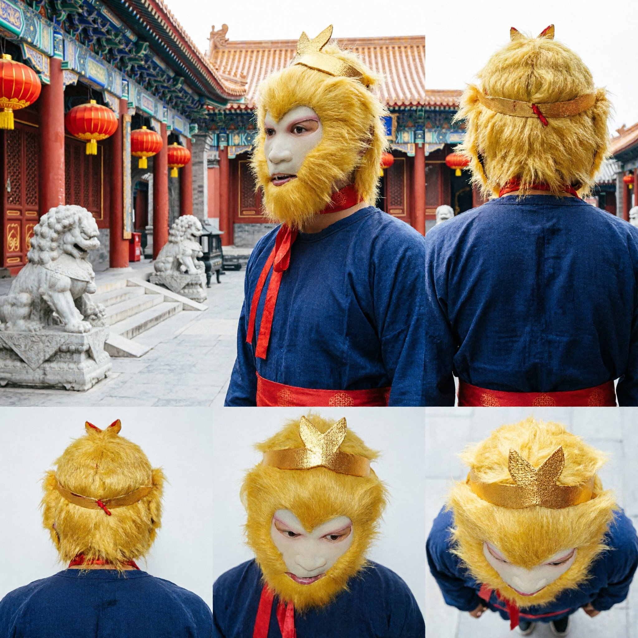 Monkey King Sun Wukong Mask with Golden Headband for Journey to the West Cosplay Halloween Costume