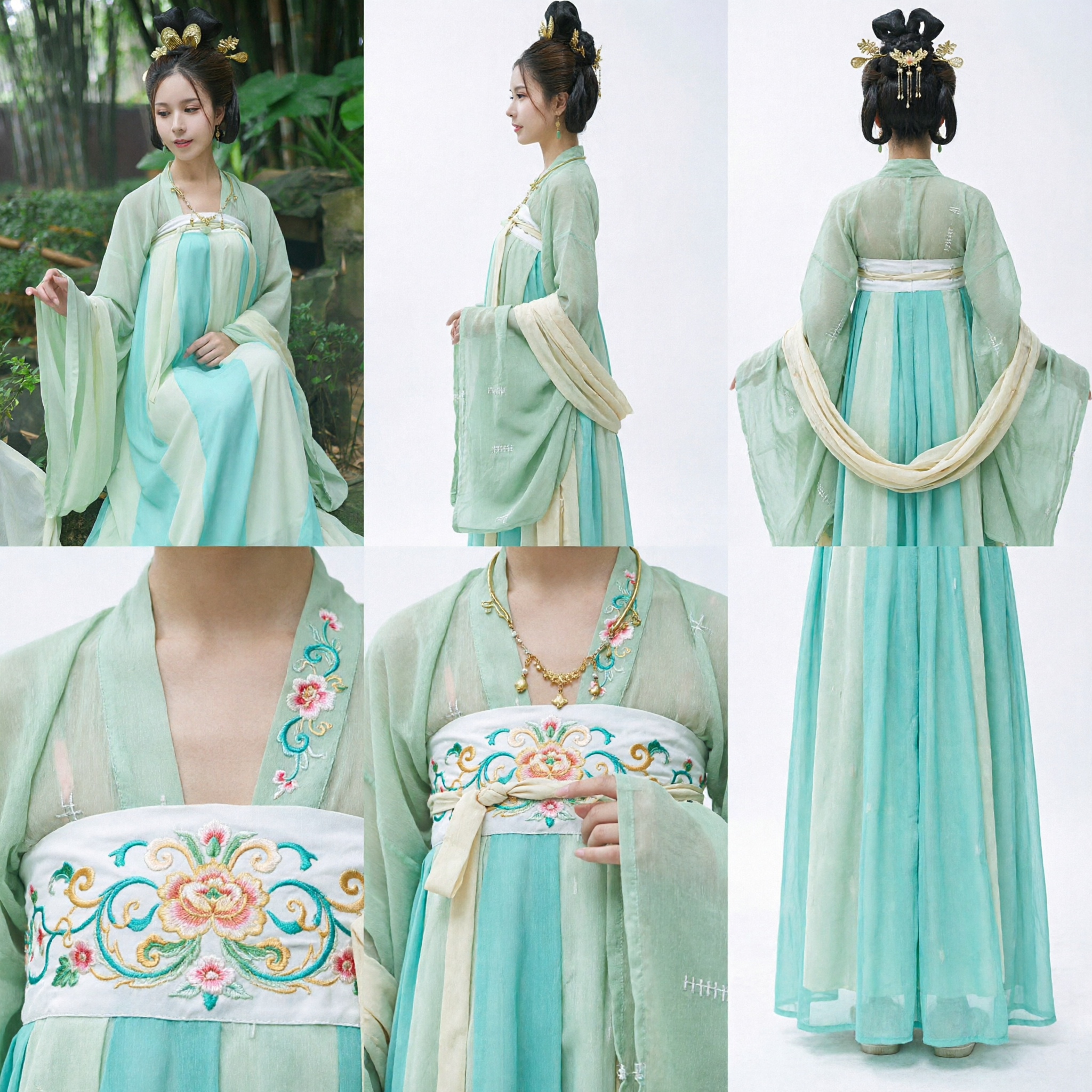 Traditional Chinese Hanfu Costume Ancient Fairy Dress Light Green Tang Dynasty Ruqun Set for Women Cosplay