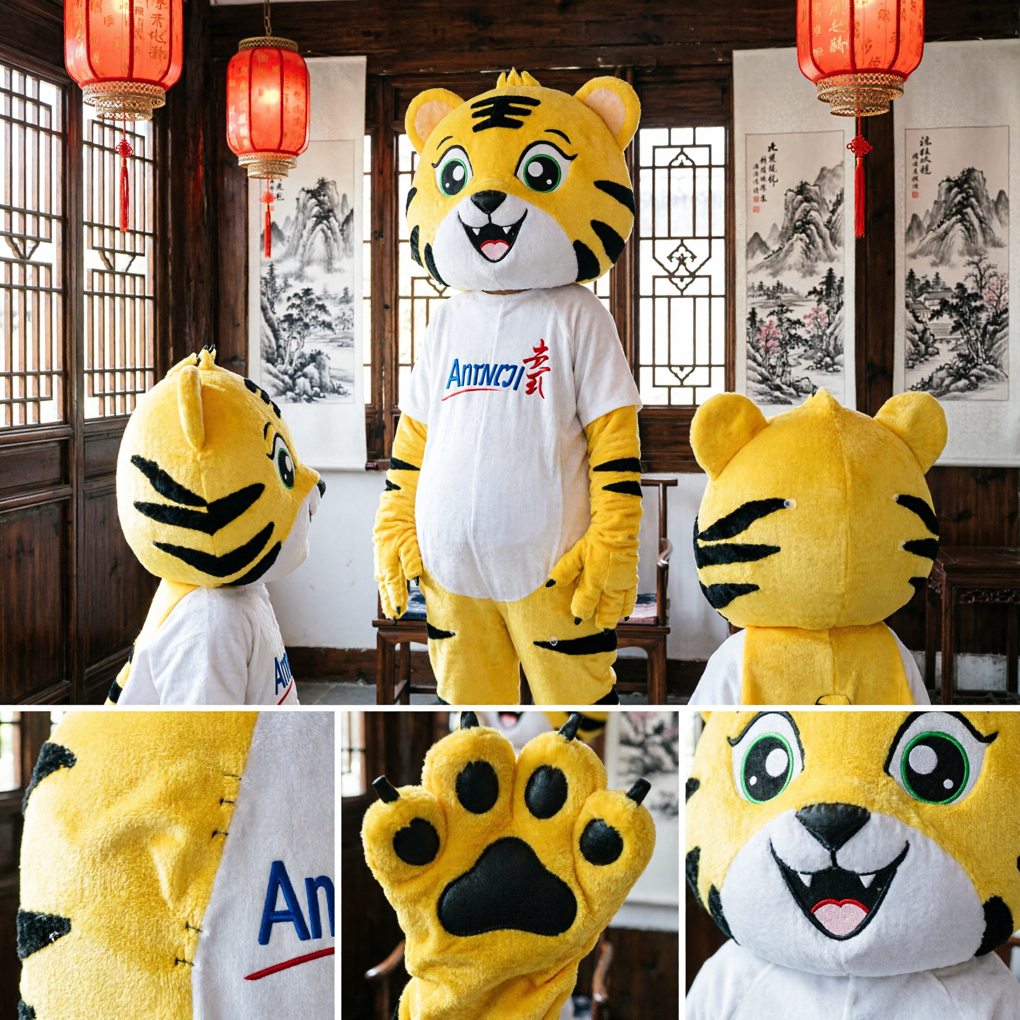 Yellow Tiger Mascot Costume Adult Plush Animal Character Suit for Parties Events Parades and Promotions