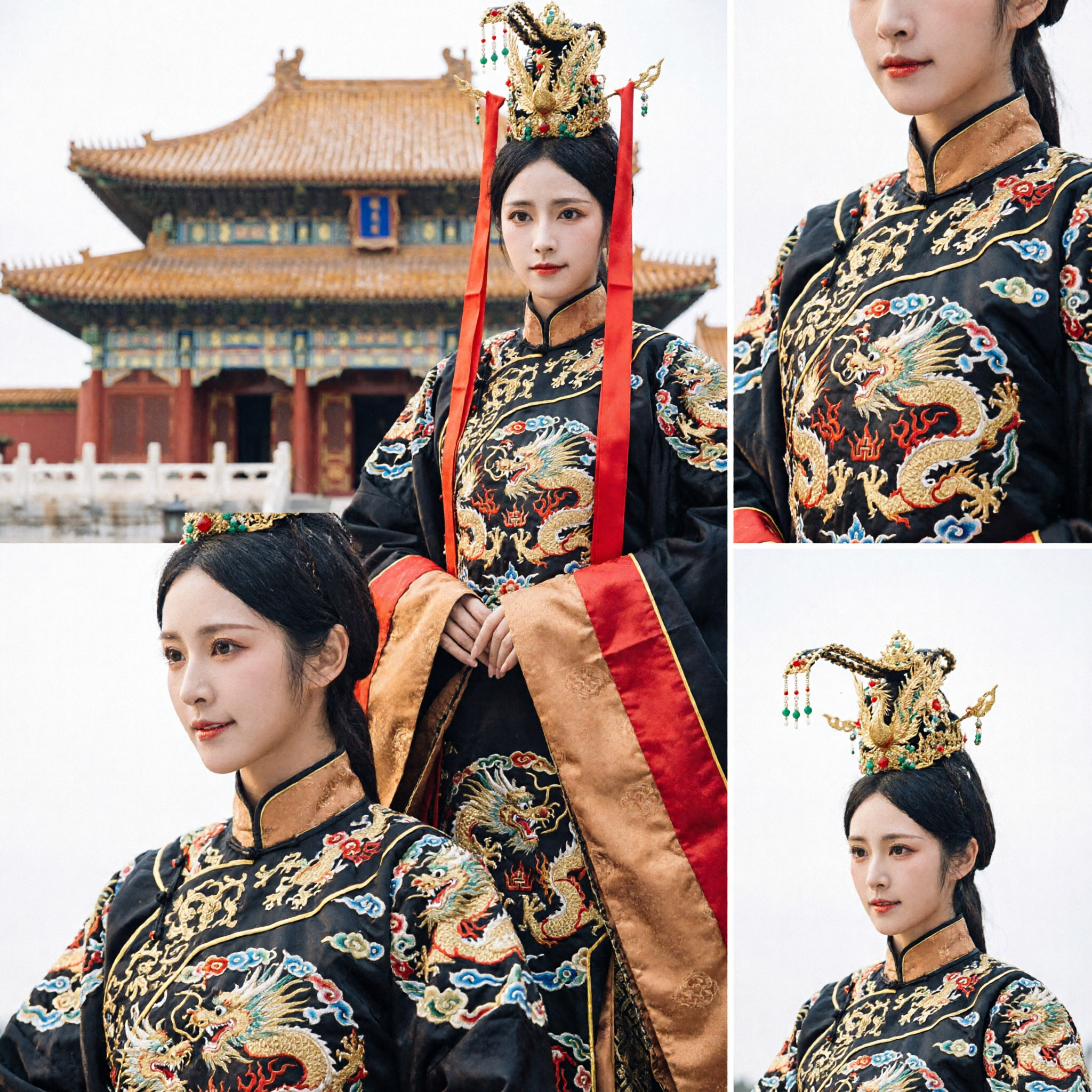 Women's Ancient Chinese Empress Hanfu Costume Traditional Tang Dynasty Period Drama Dress Red Black Gold Cosplay Outfit