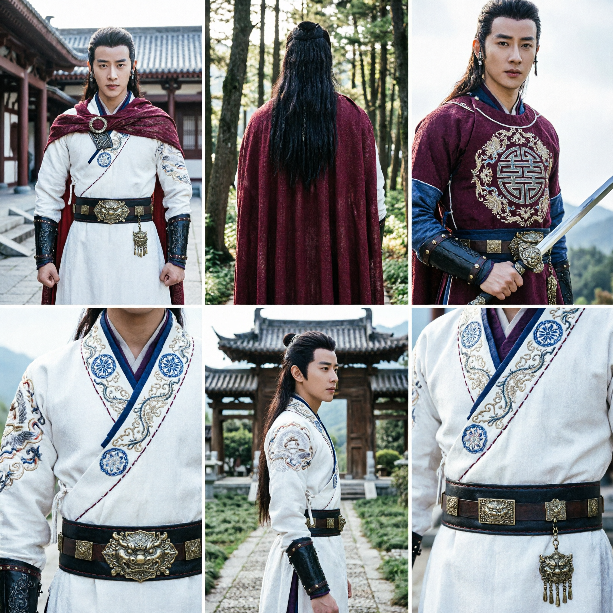 Men's Ancient Chinese Wuxia Swordsman Hanfu Costume Traditional Warrior Outfit for Cosplay Performance