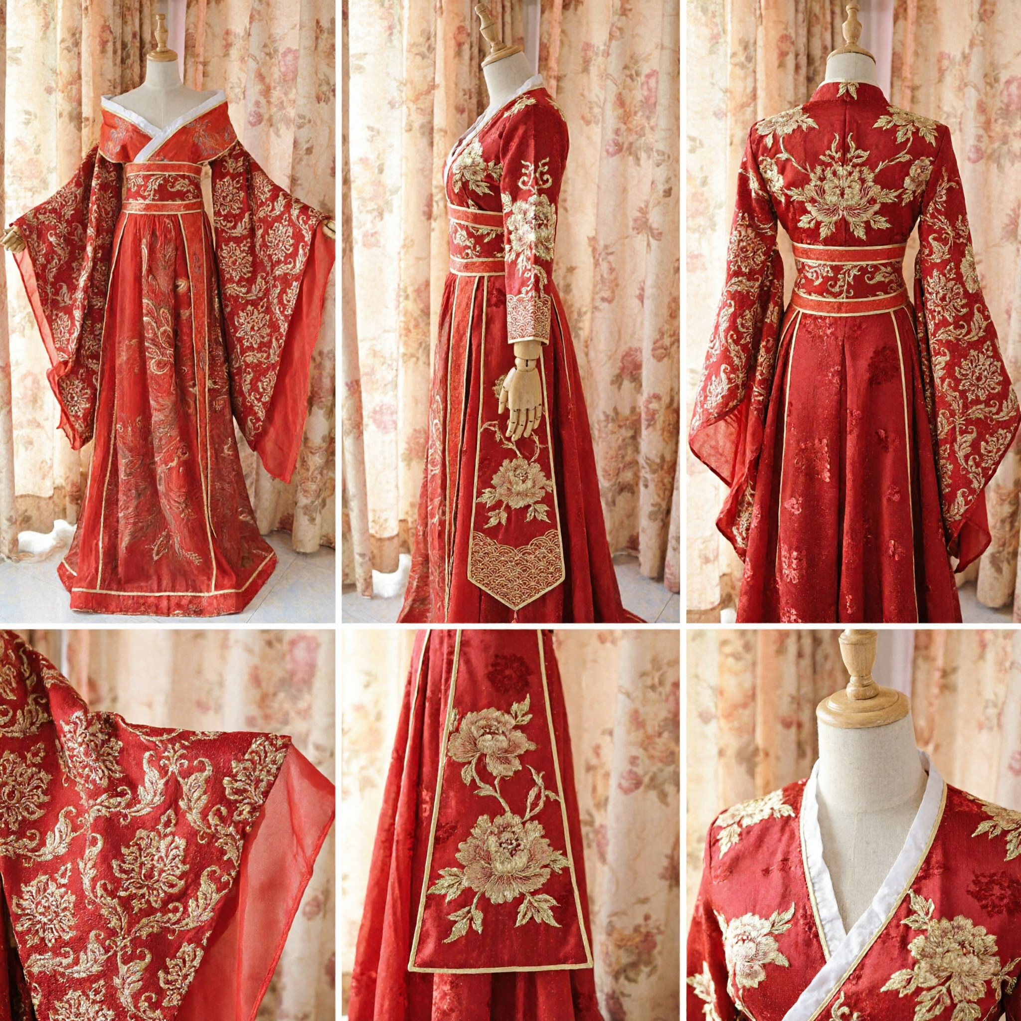 Elegant Red Chinese Hanfu Traditional Costume Tang Dynasty Style Wedding Dress for Women