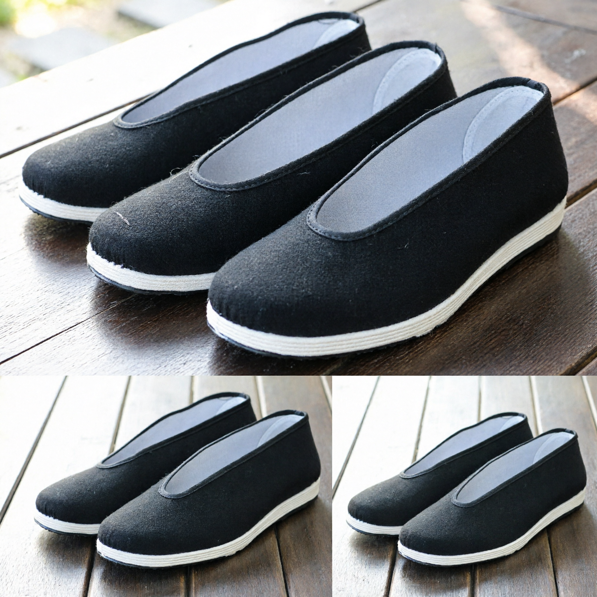 Traditional Chinese Black Cloth Shoes Kung Fu Tai Chi Martial Arts Slip-on Sneakers for Men and Women